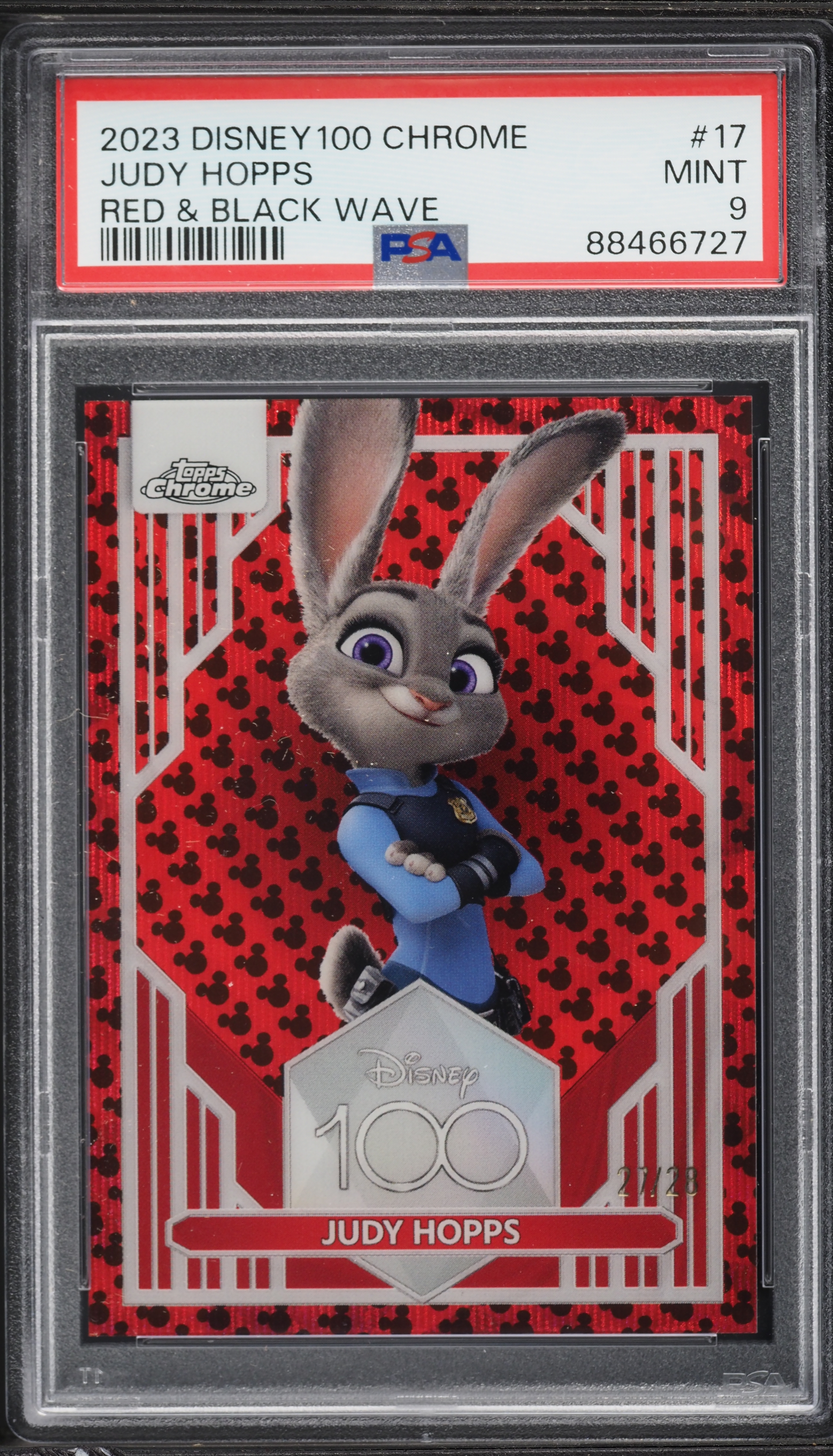 2023 Topps Chrome Disney 100 Red & Black Wave Judy Hopps /28 #17