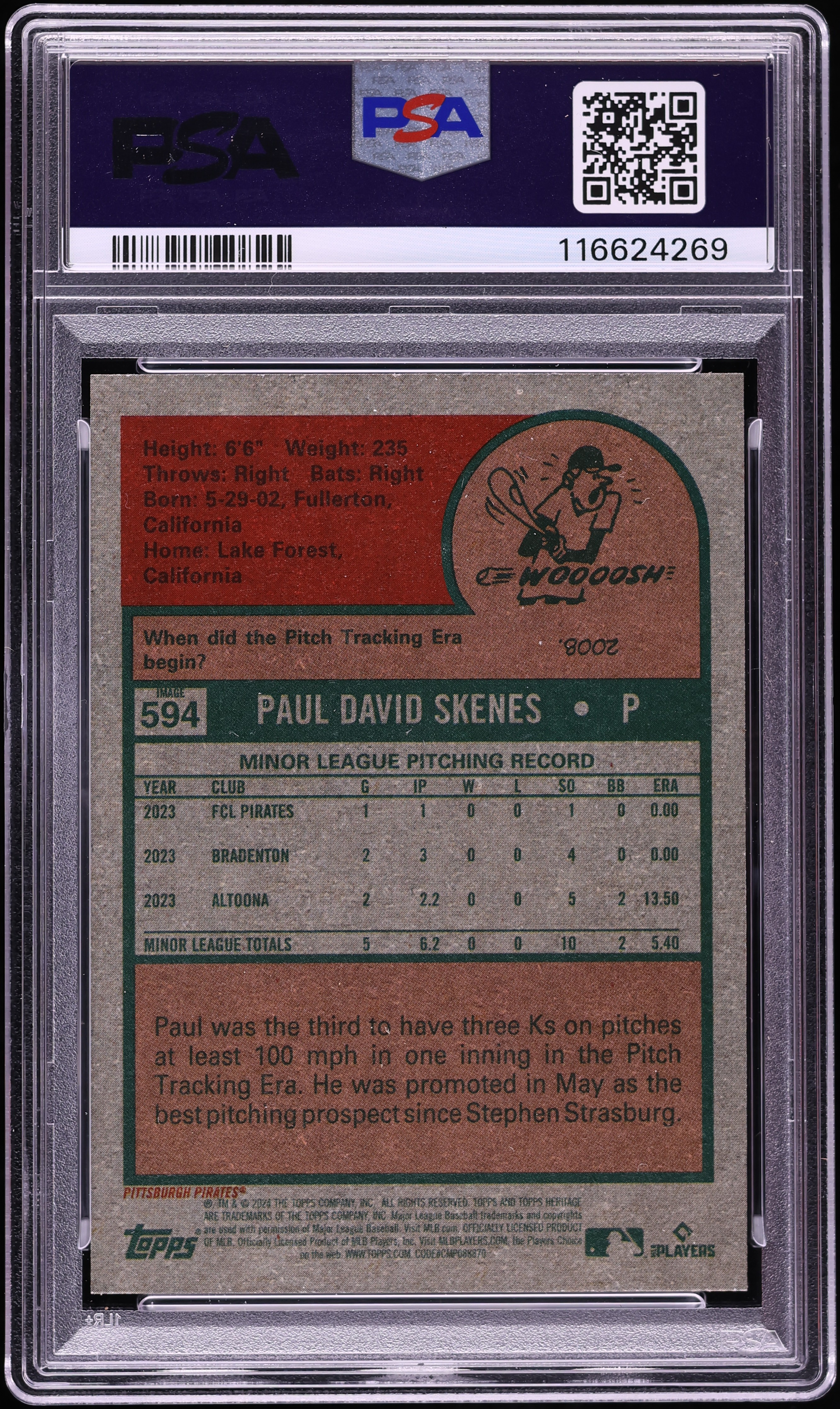 2024 Topps Heritage Image Variation Paul Skenes ROOKIE #594 PSA 10 