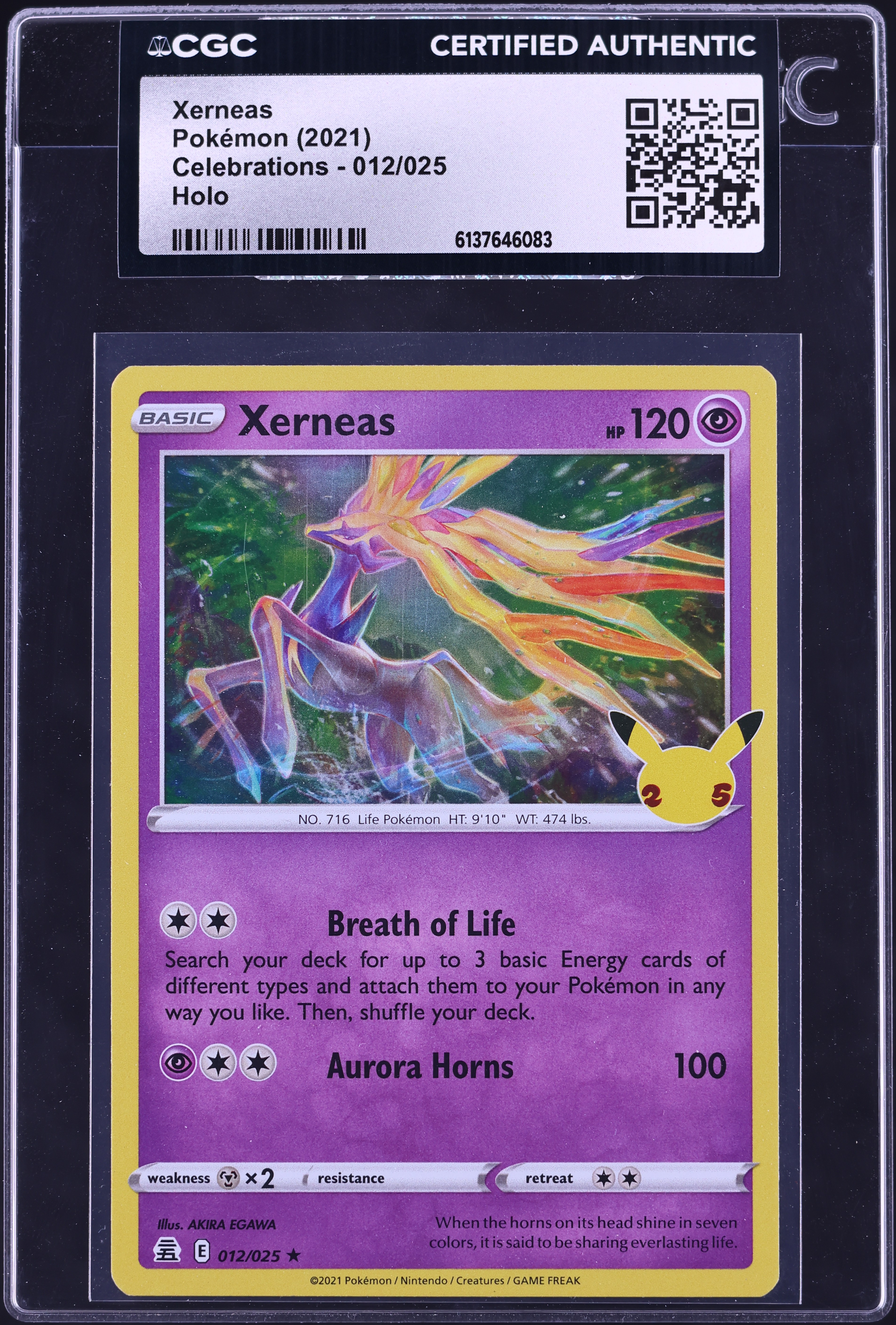2021 Pokemon Sword & Shield Celebrations Holo Xerneas #12 CGC AUTH