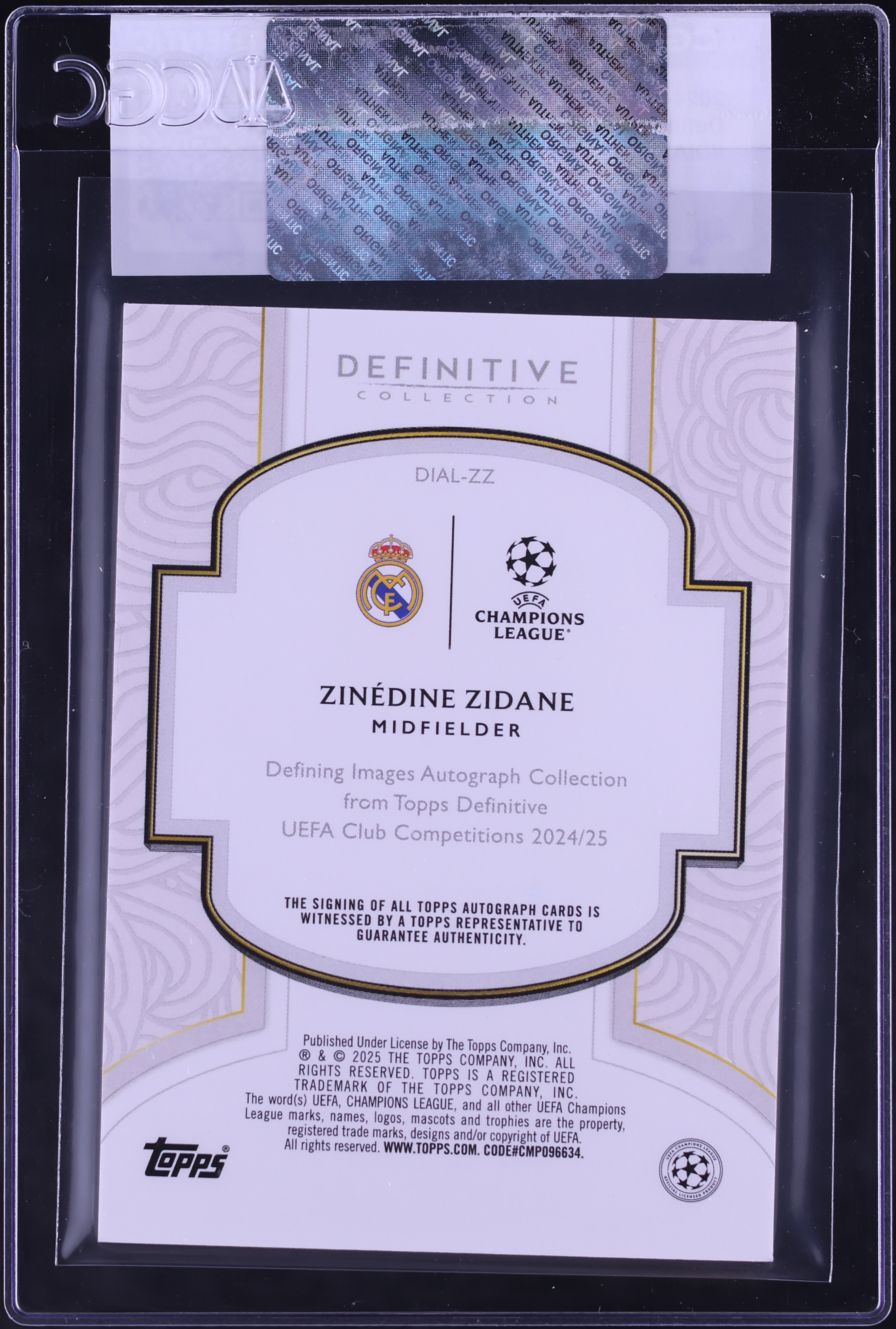 2024 Topps Definitive Collection UEFA CC Zinedine Zidane AUTO /25 