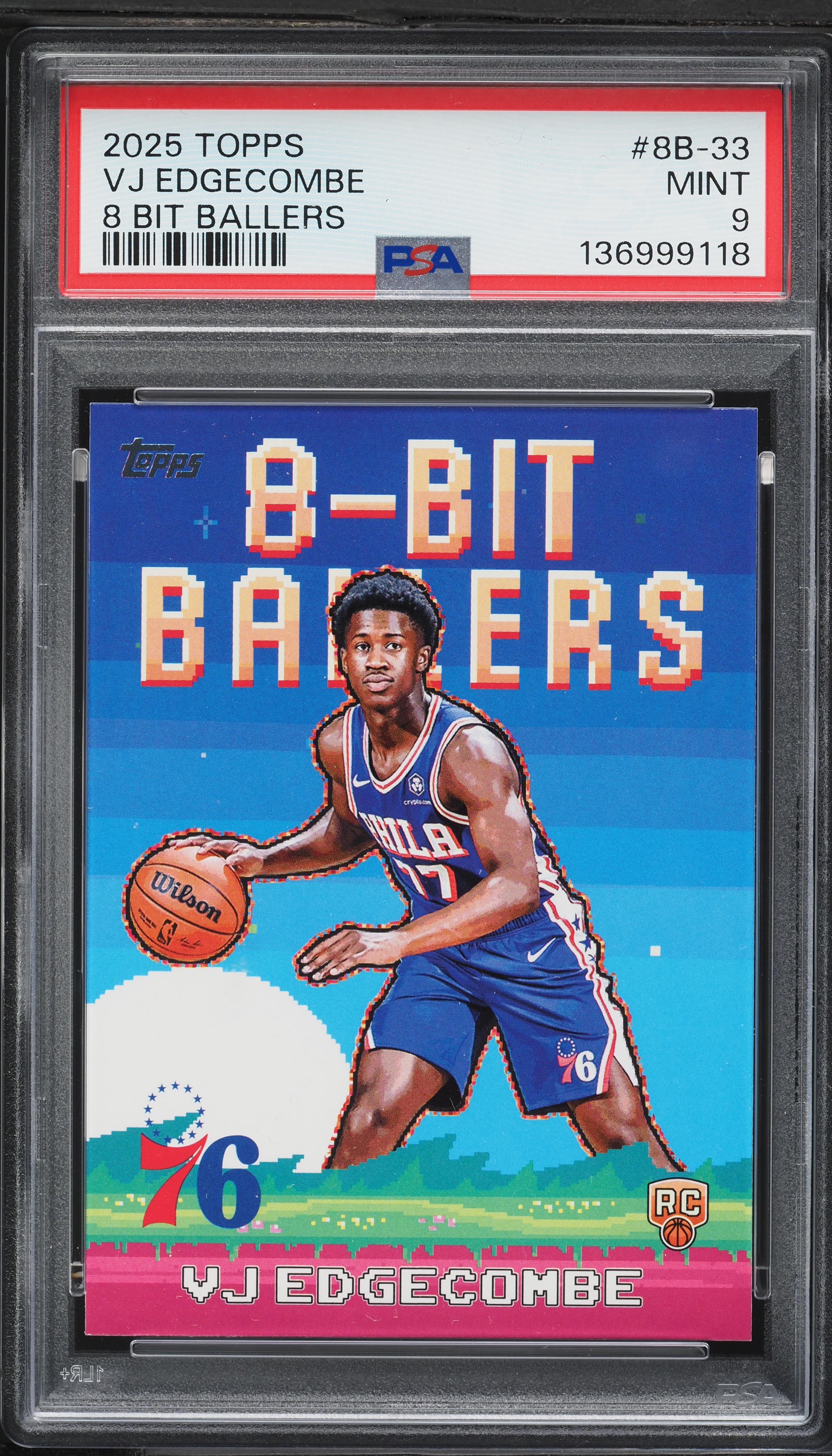 2025 Topps 8-Bit Ballers VJ Edgecombe ROOKIE #8B-33 PSA 9 MINT on 