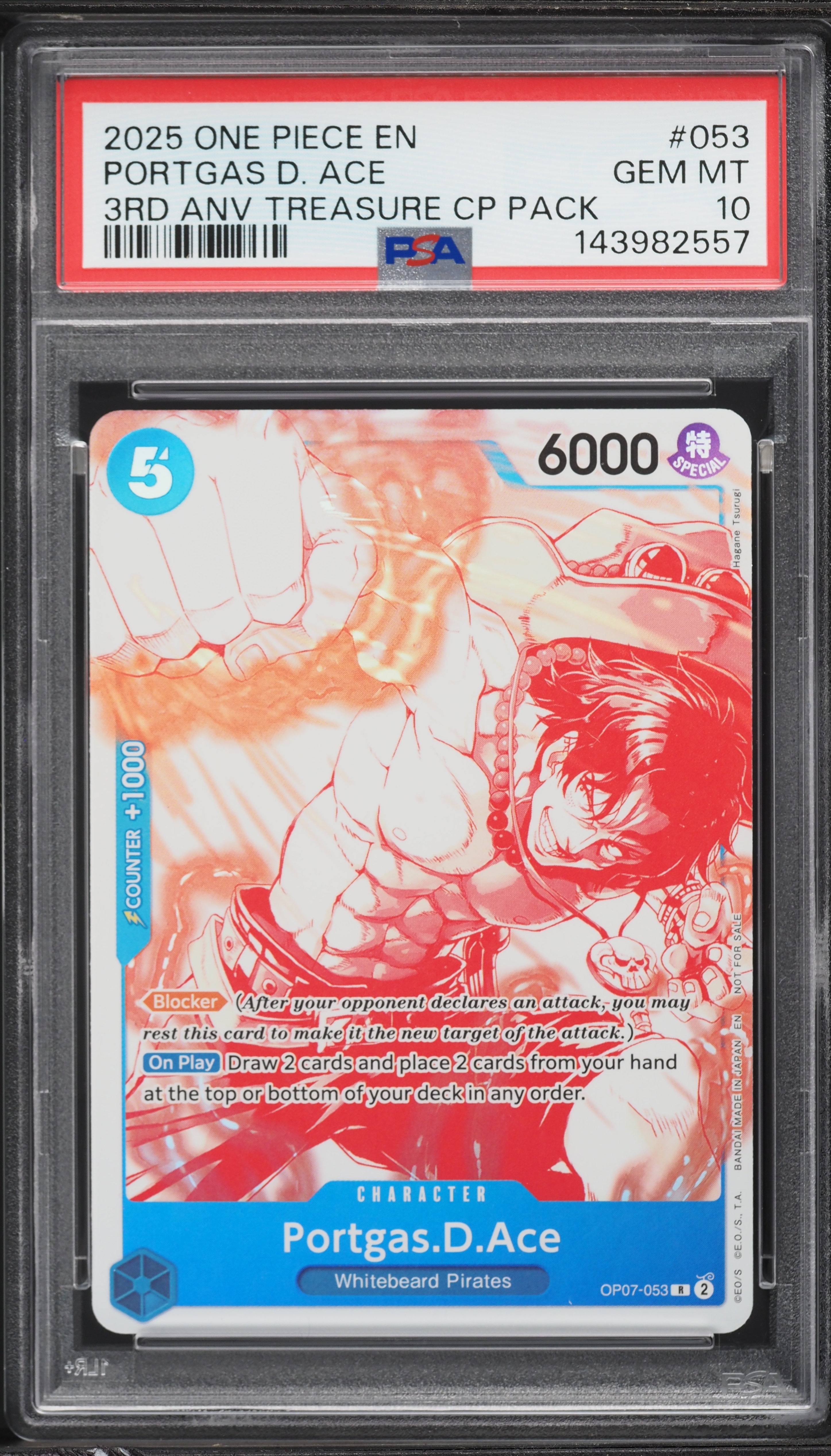 ワンピース カードゲーム PSA10 PORTGAS D. ACE #005 9252 2025 One Piece 3rd Anniversary Treasure Portgas D. Ace #OP07-053