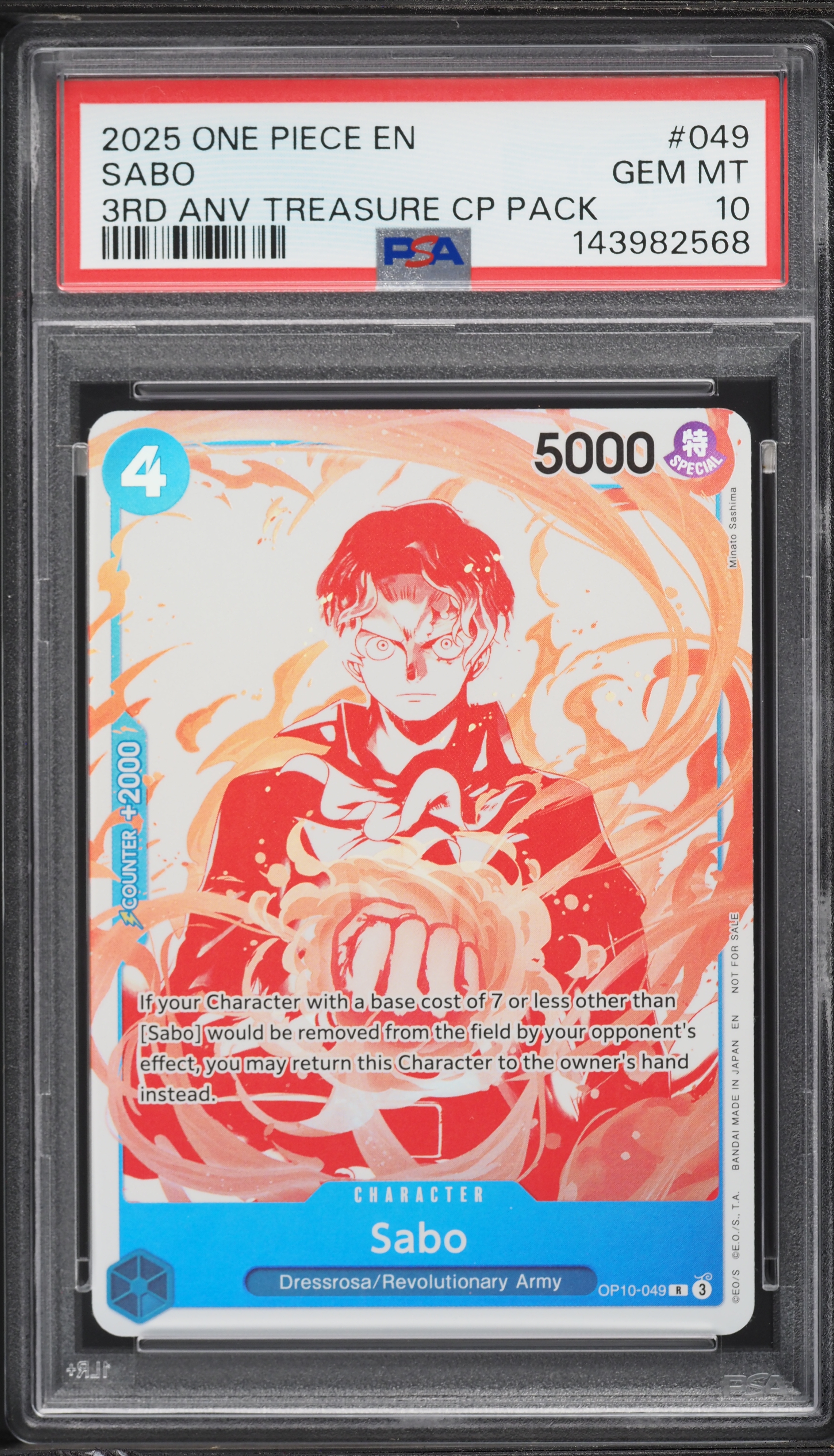 2025 One Piece 3rd Anniversary Treasure Sabo #049 PSA 10 GEM MINT