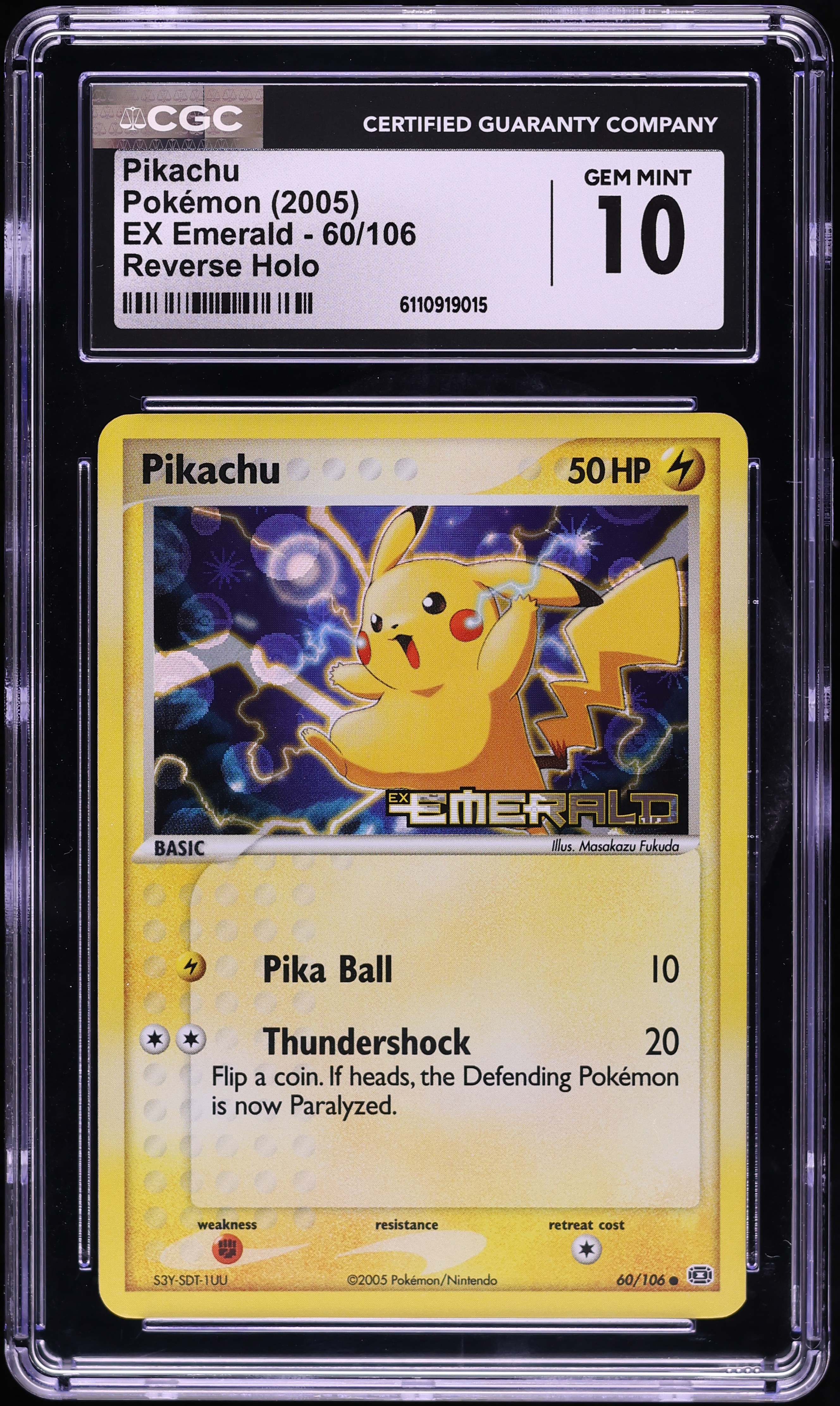 pokemon emerald gold card Pikachu EX Reverse Holo 60/106 Grail Collectibles AZ Mega M Rayquaza EX 98/98