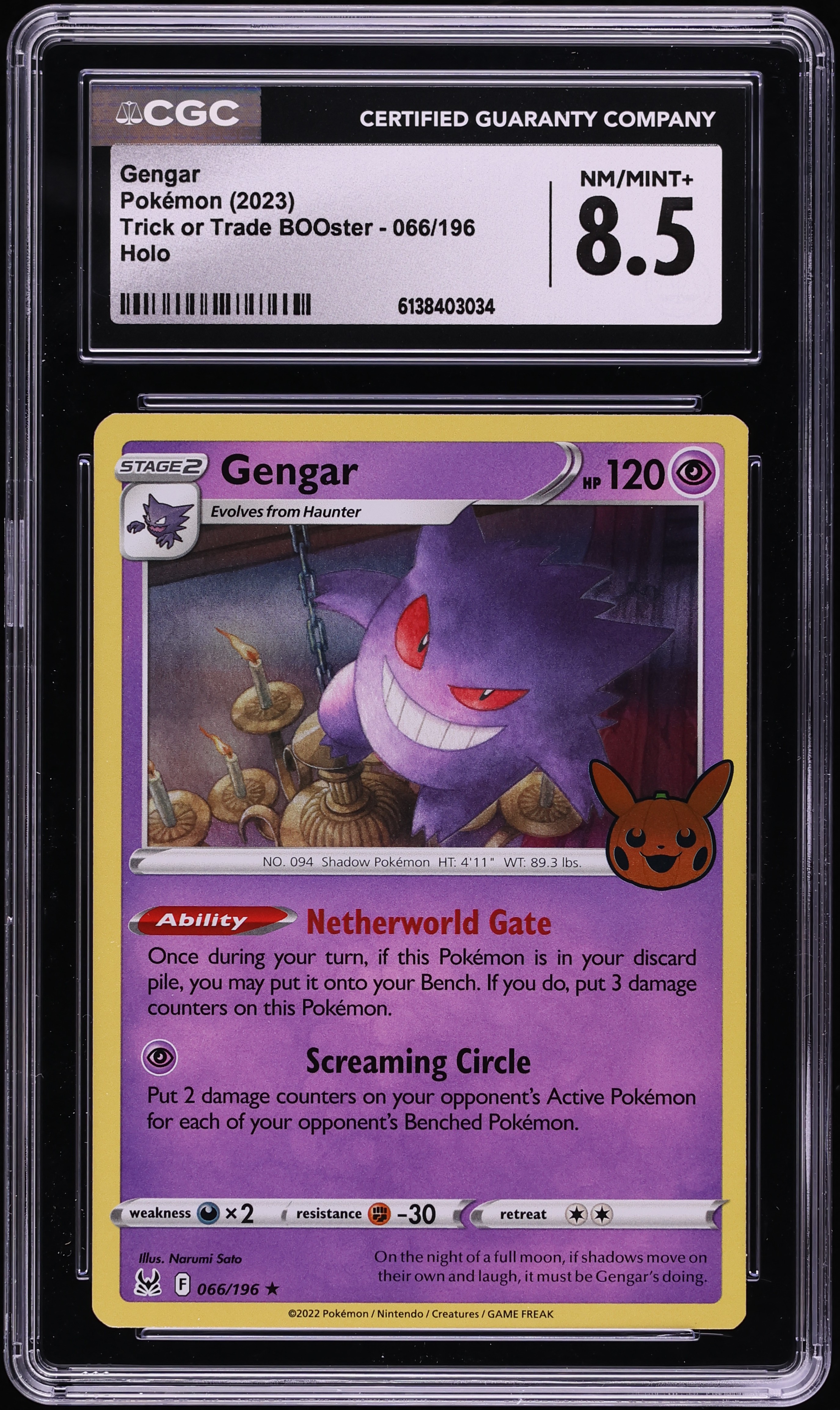 pokémon trick or trade gengar holographic card 2023 Pokemon Scarlet & Violet Trick Or Trade BOOster Holo Gengar #66 CGC  8.5 NM-MT+ on Fanatics Collect