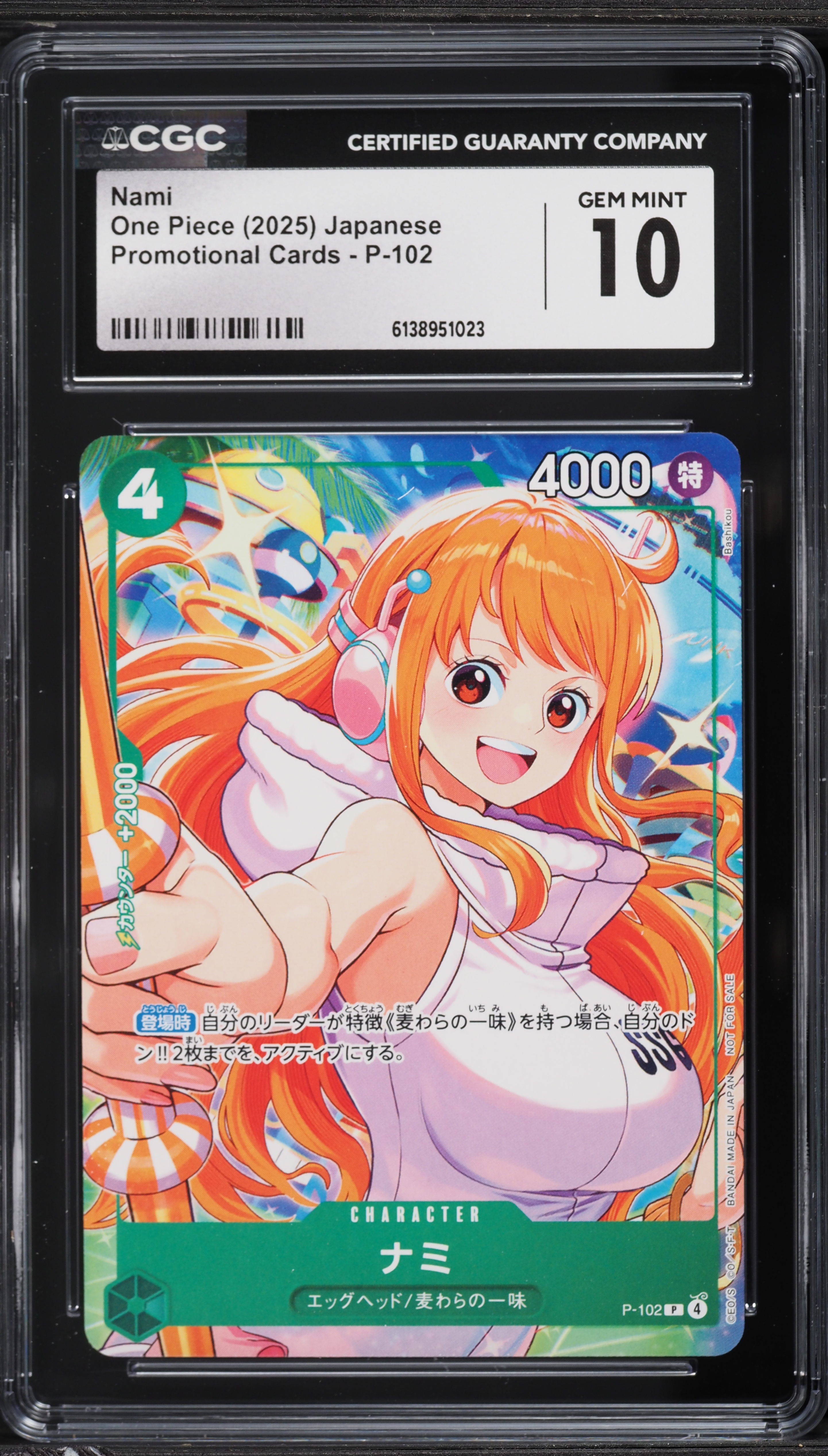 2025 One Piece Japanese Promo Nami #P-102 CGC 10 GEM MINT on