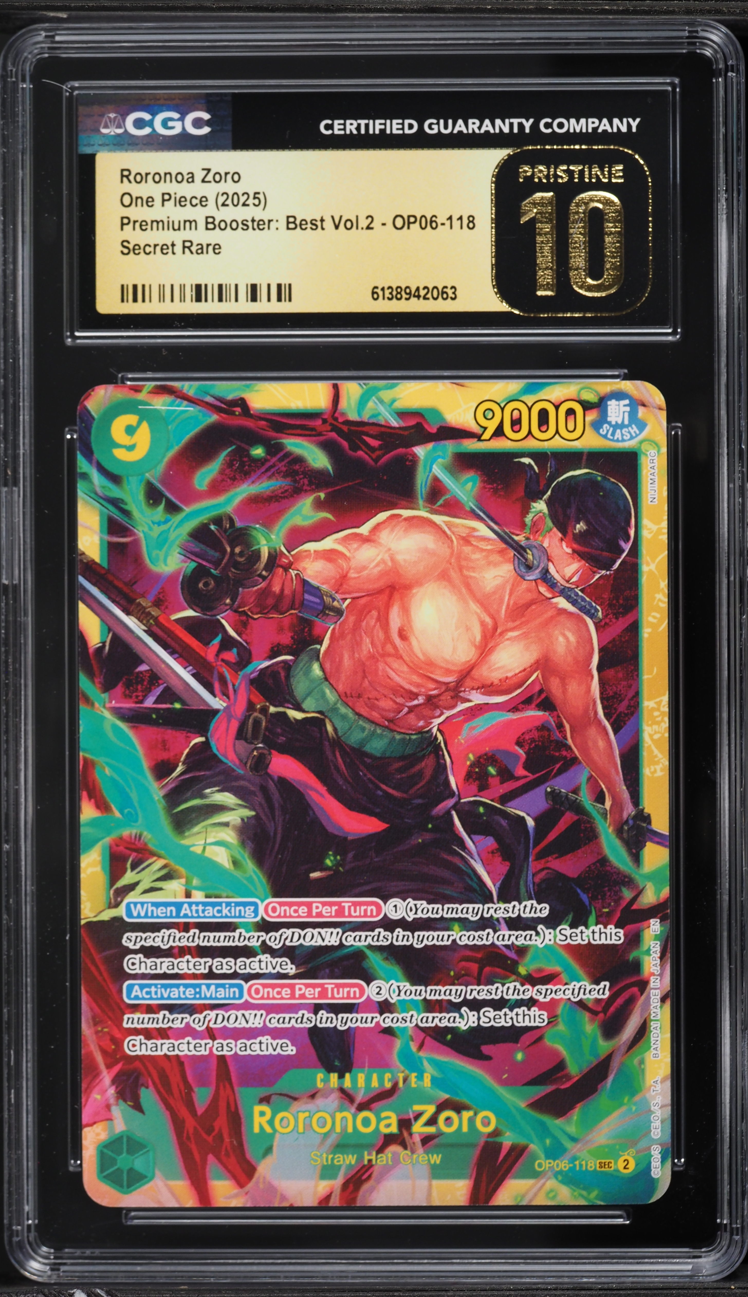 2025 One Piece Premium Booster Best Vol.2 SEC Roronoa Zoro #OP06