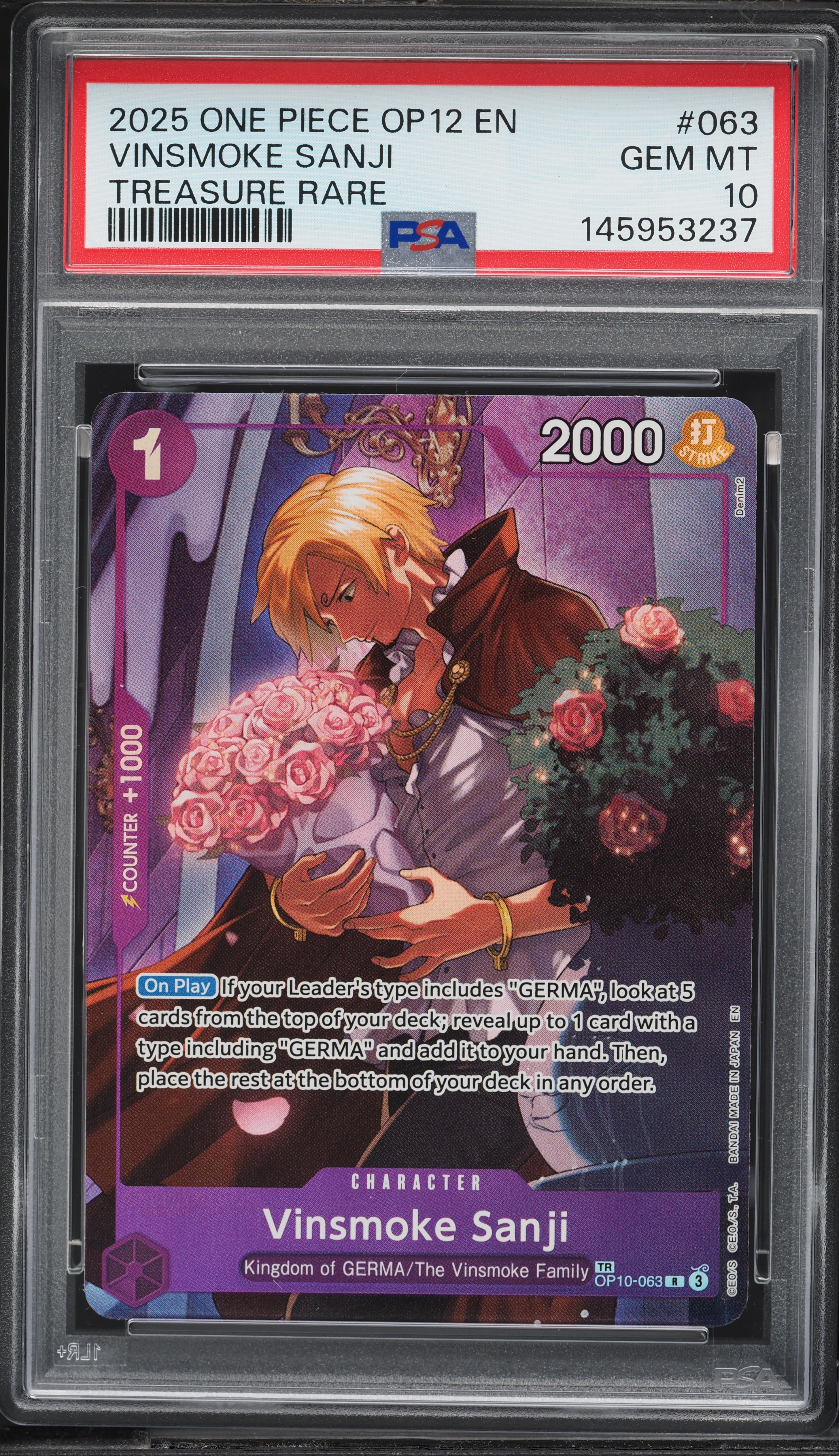 2025 One Piece Legacy Of The Master Treasure Rare Alt Art Vinsmoke