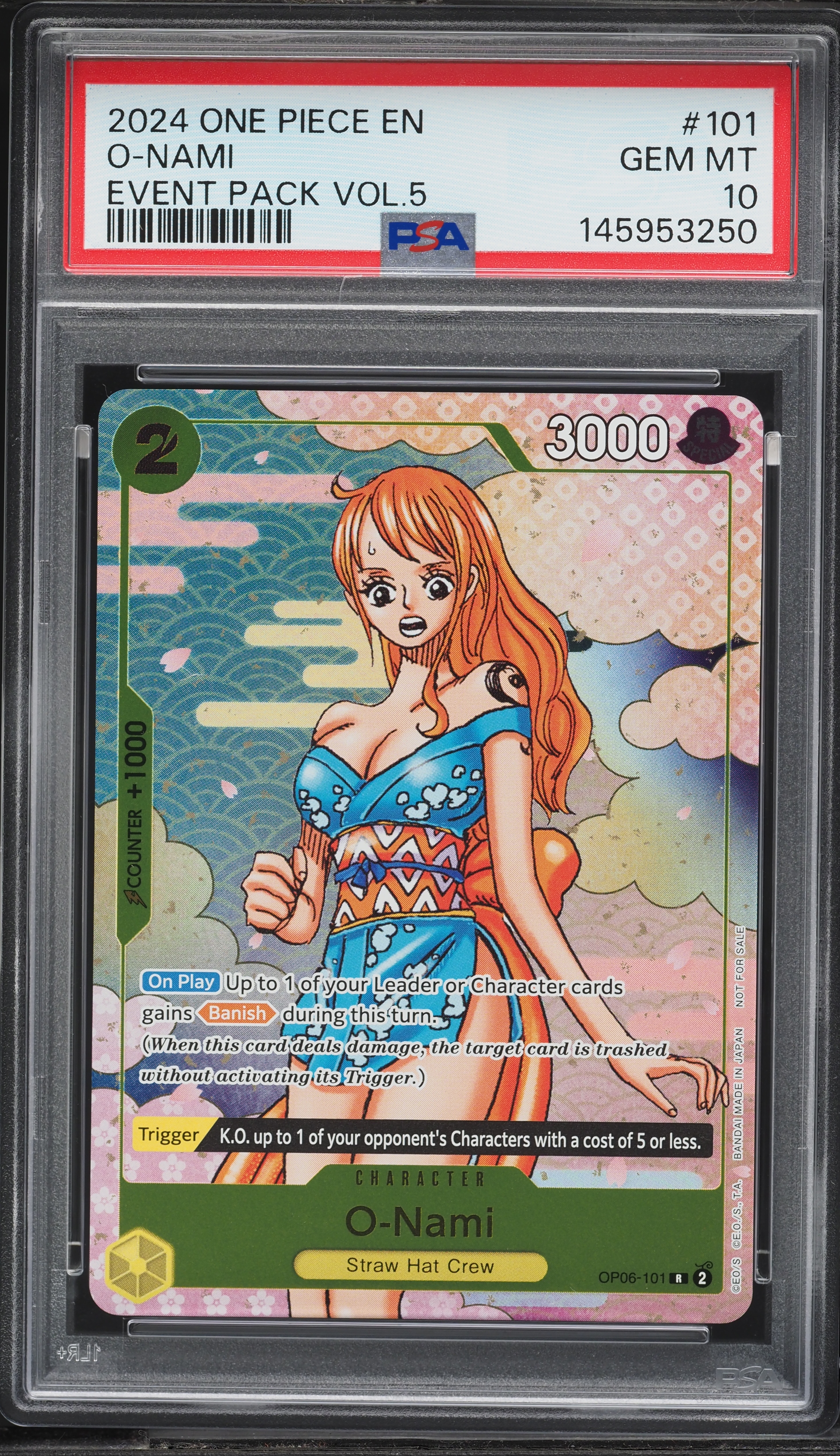 2024 One Piece Event Pack Vol.5 Alt Art O-Nami #101 PSA 10 GEM
