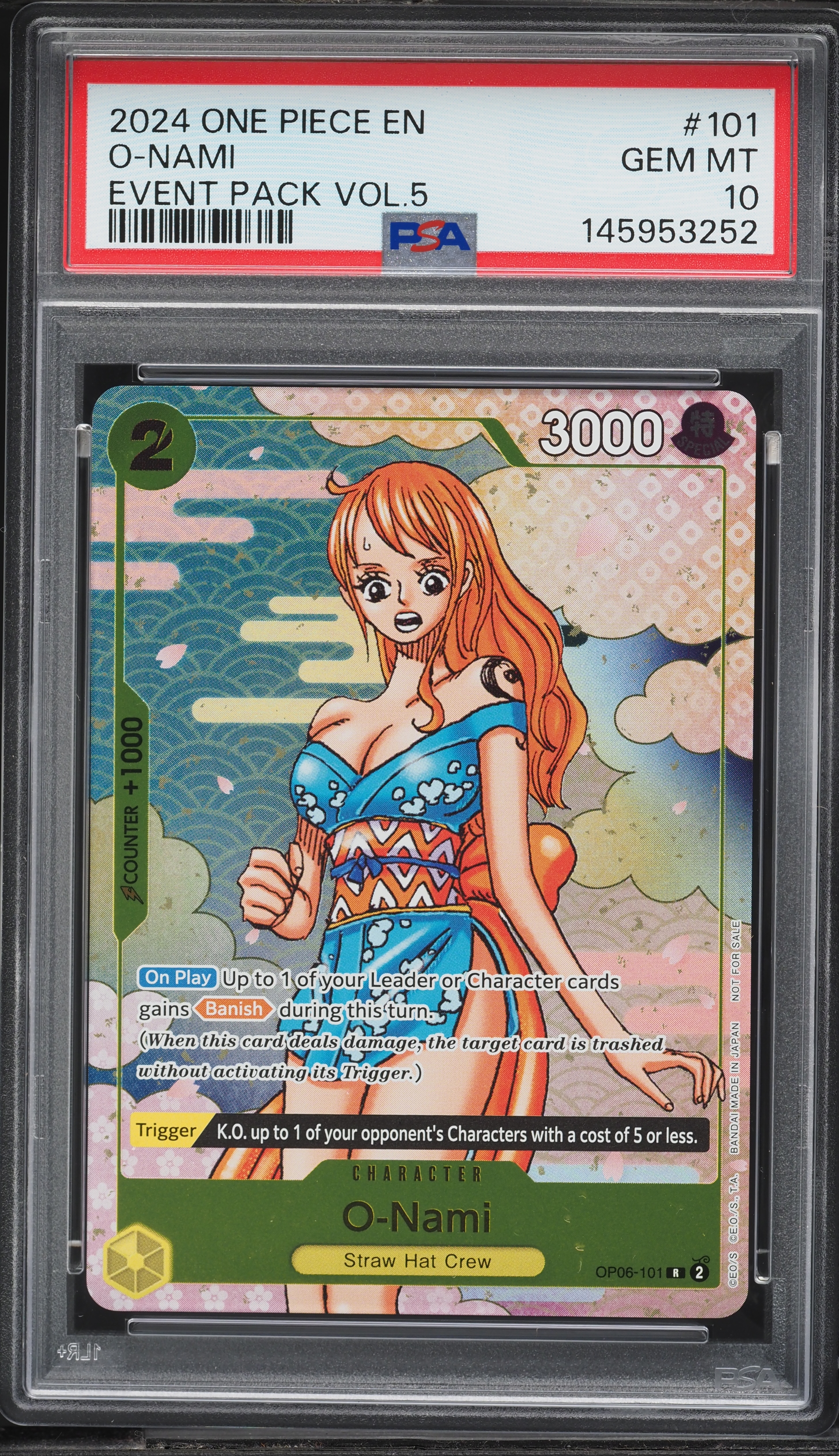2024 One Piece Event Pack Vol.5 Alt Art O-Nami #101 PSA 10 GEM