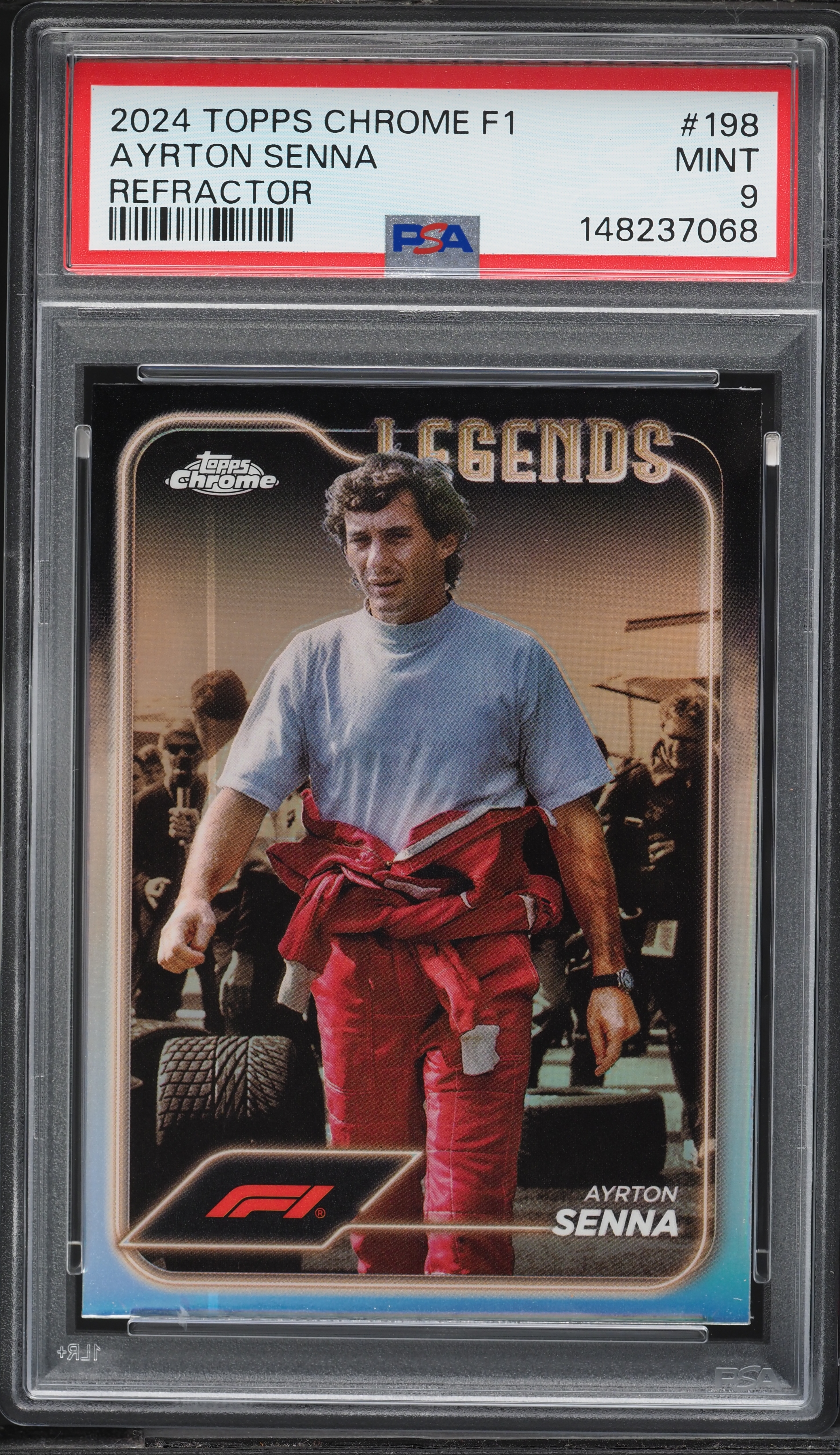 2024 Topps Chrome Formula 1 F1 Refractor Ayrton Senna #198 PSA 9