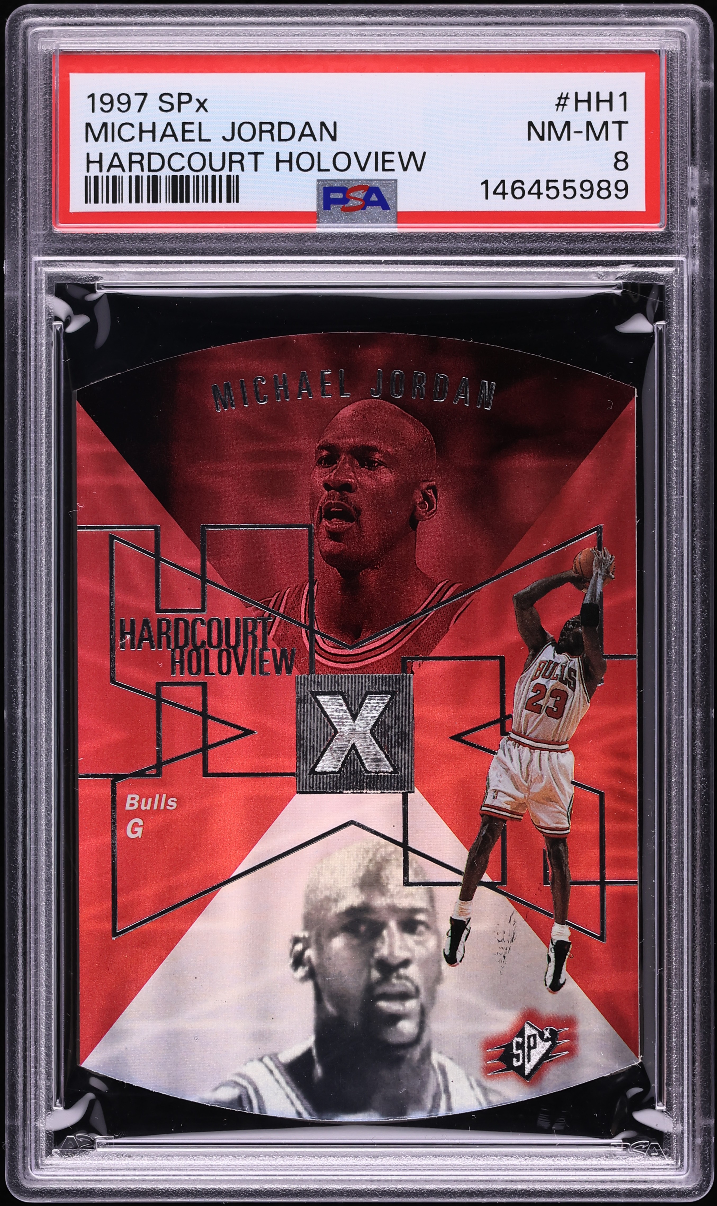 1997 SPx Hardcourt Holoview Die-Cut Michael Jordan #HH1 PSA 8 NM 