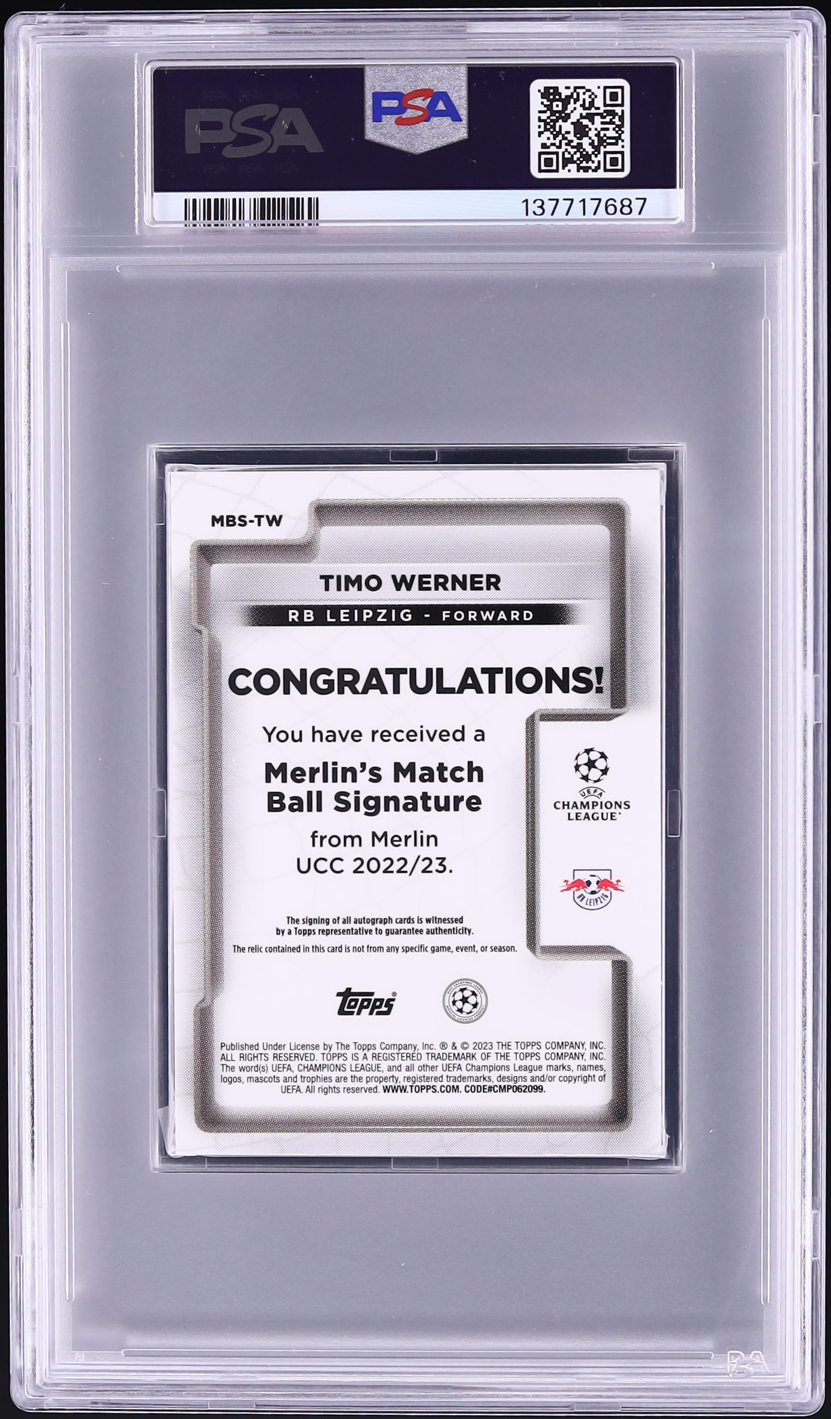 2022 Topps Chrome Merlin UEFA Club Competitions Match Ball Timo