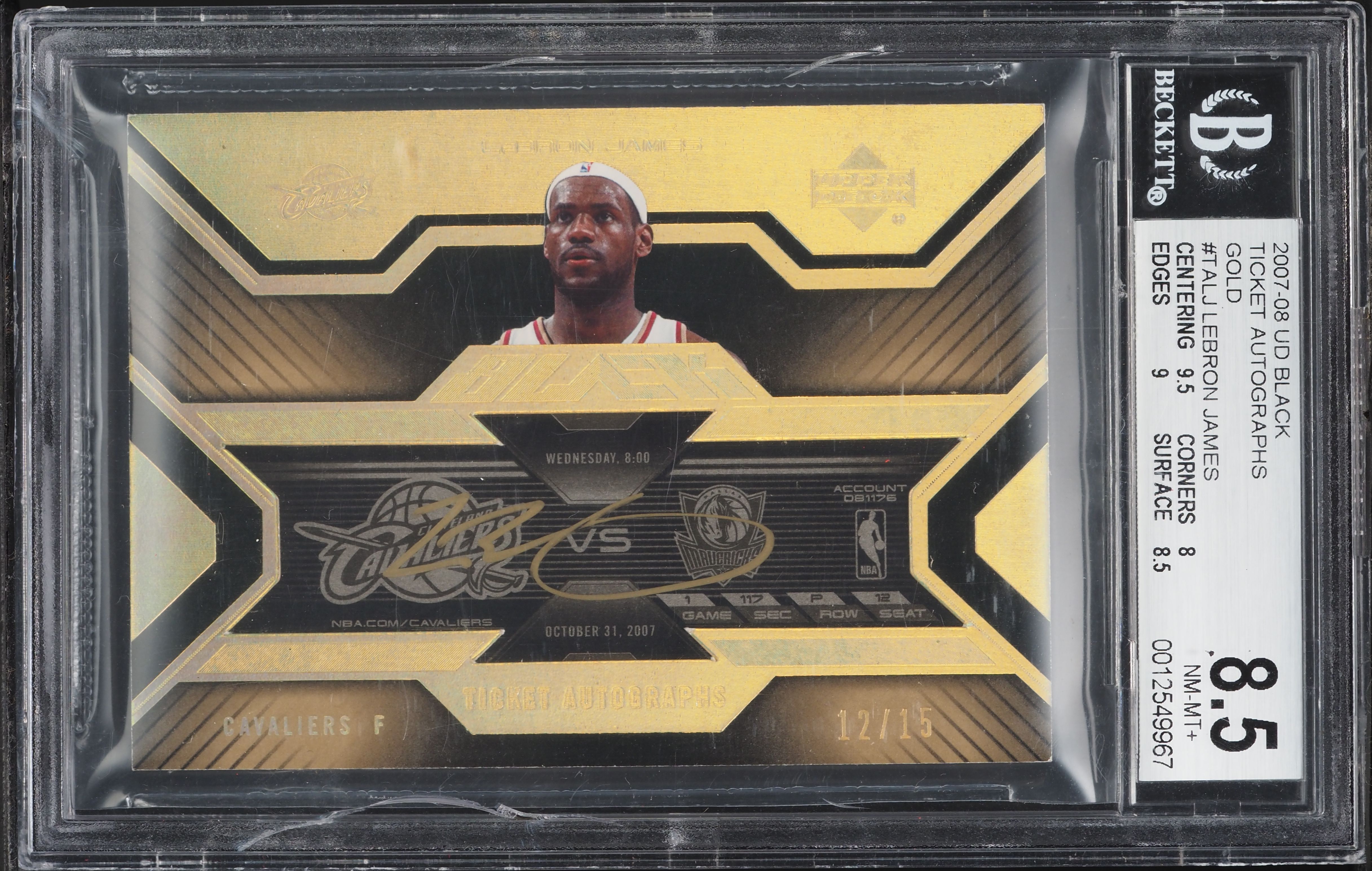 2007 Upper Deck Black Ticket Gold LeBron James AUTO /15 #TA-LJ BGS