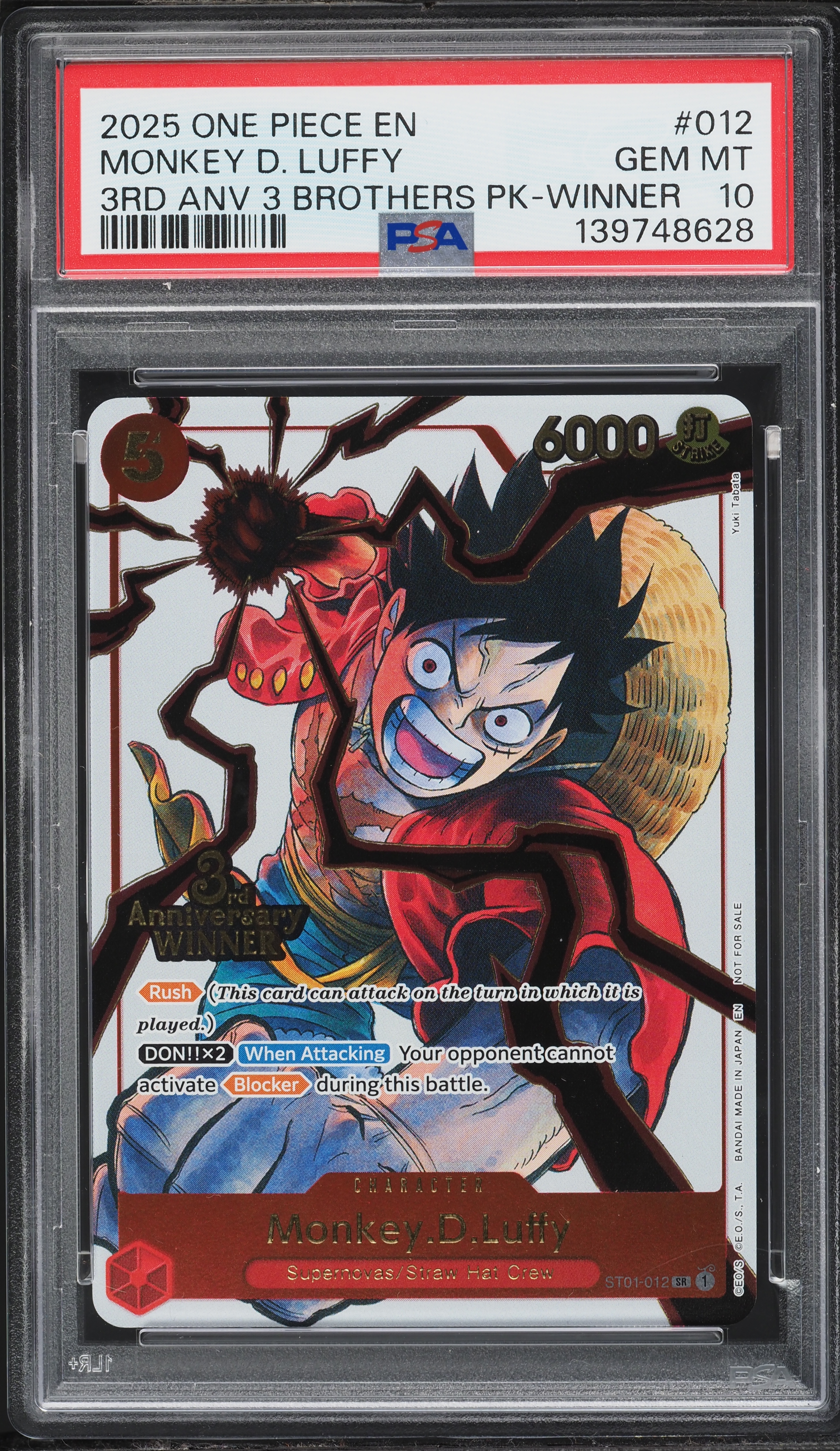 2025 One Piece Promos 3rd Anniversary Winner SR Monkey D. Luffy