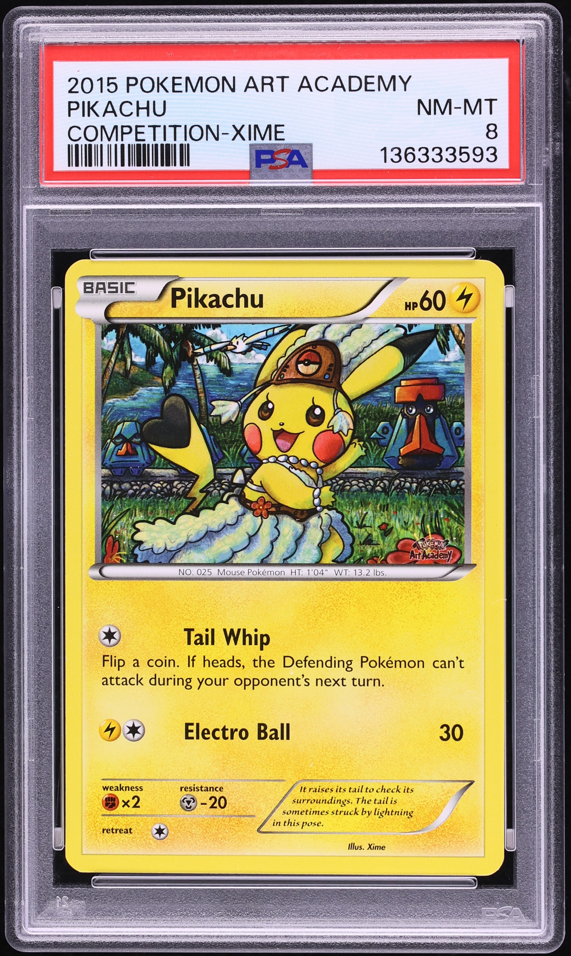 2015 Pokemon XY Art Academy Competition Xime Pikachu #25 PSA 8 NM