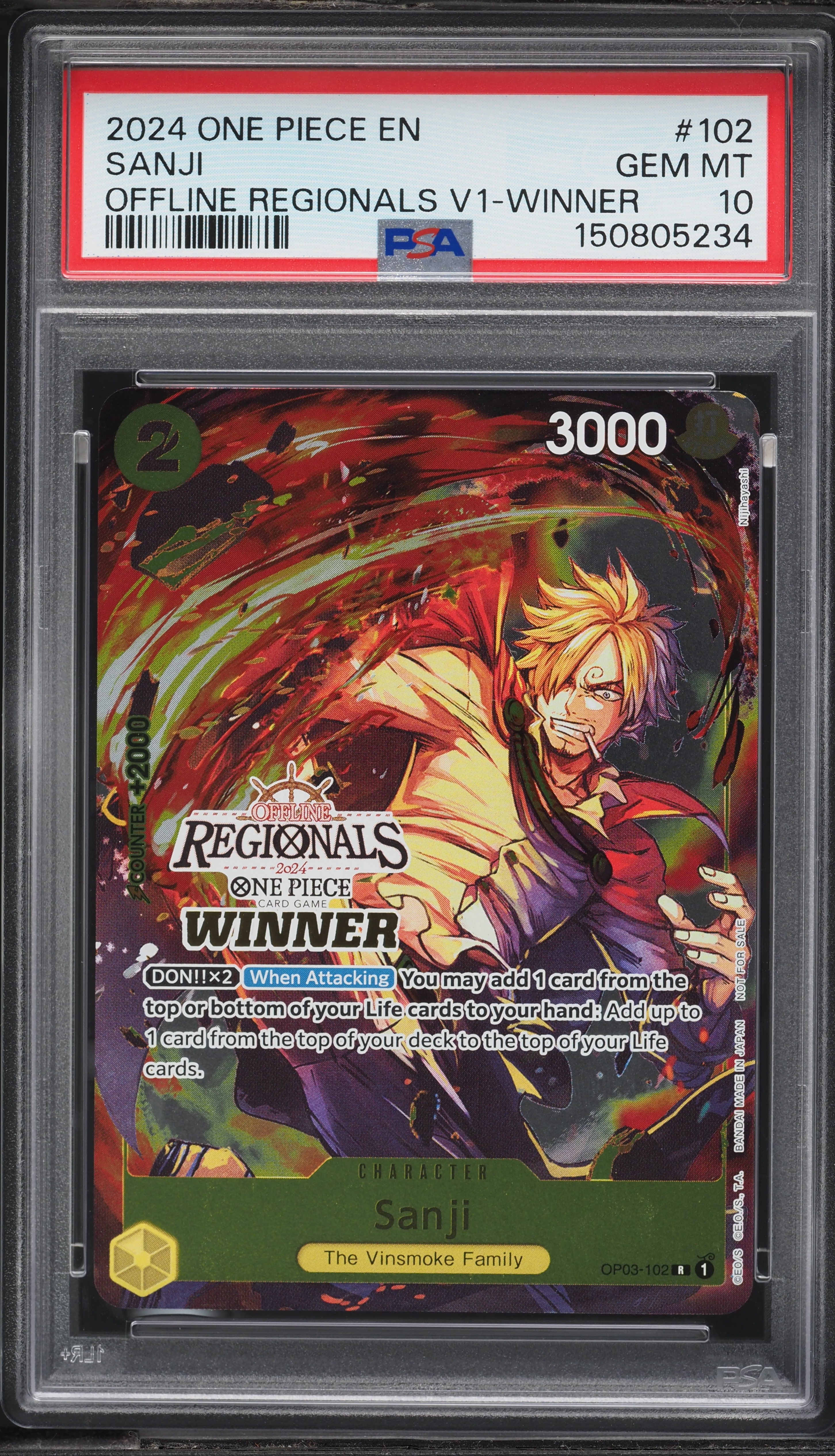 2024 One Piece Offline Regionals Volume 1 Winner Sanji #OP03-102