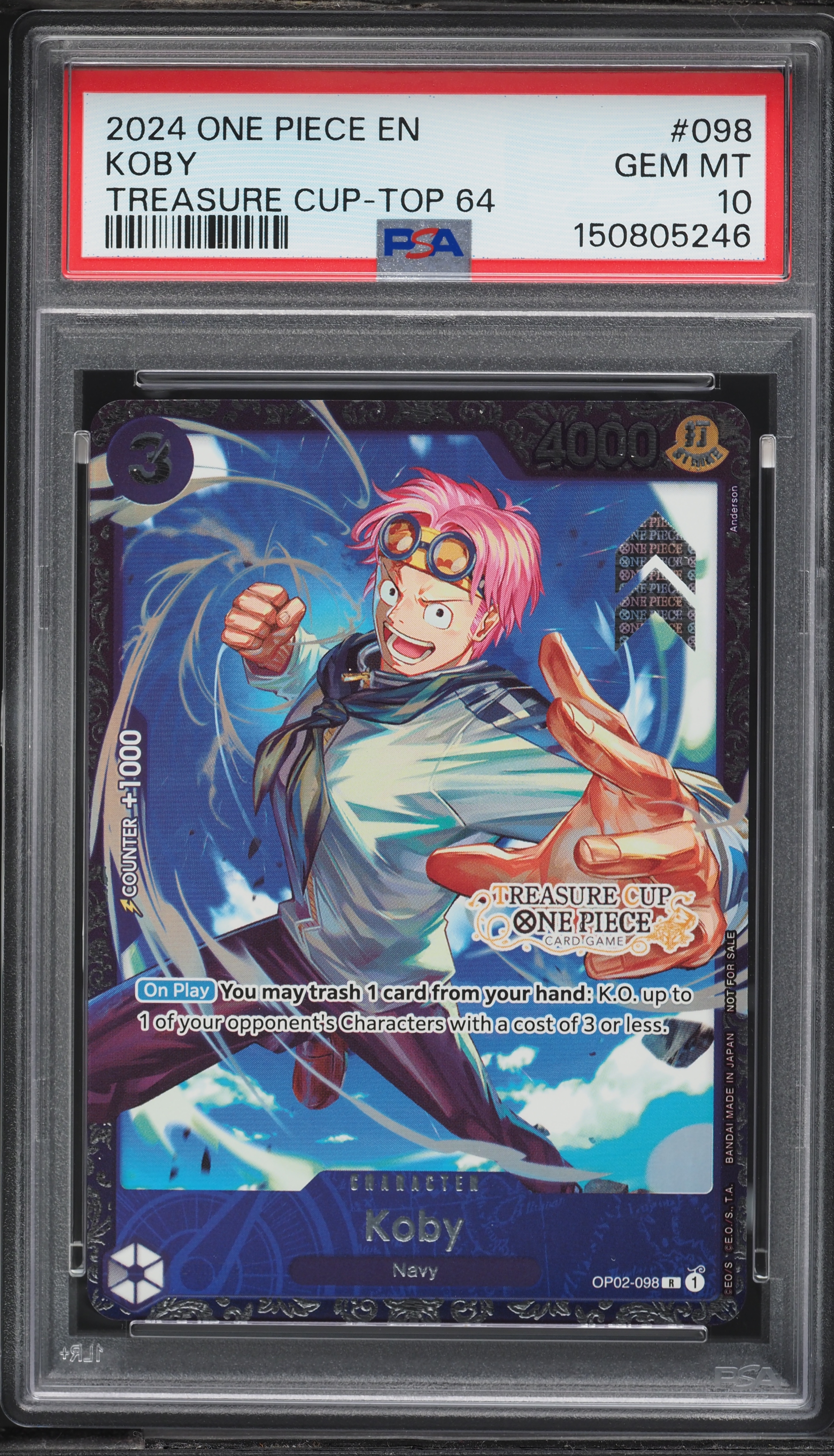 2024 One Piece Treasure Cup Top 64 Koby #OP02-098 PSA 10 GEM MINT