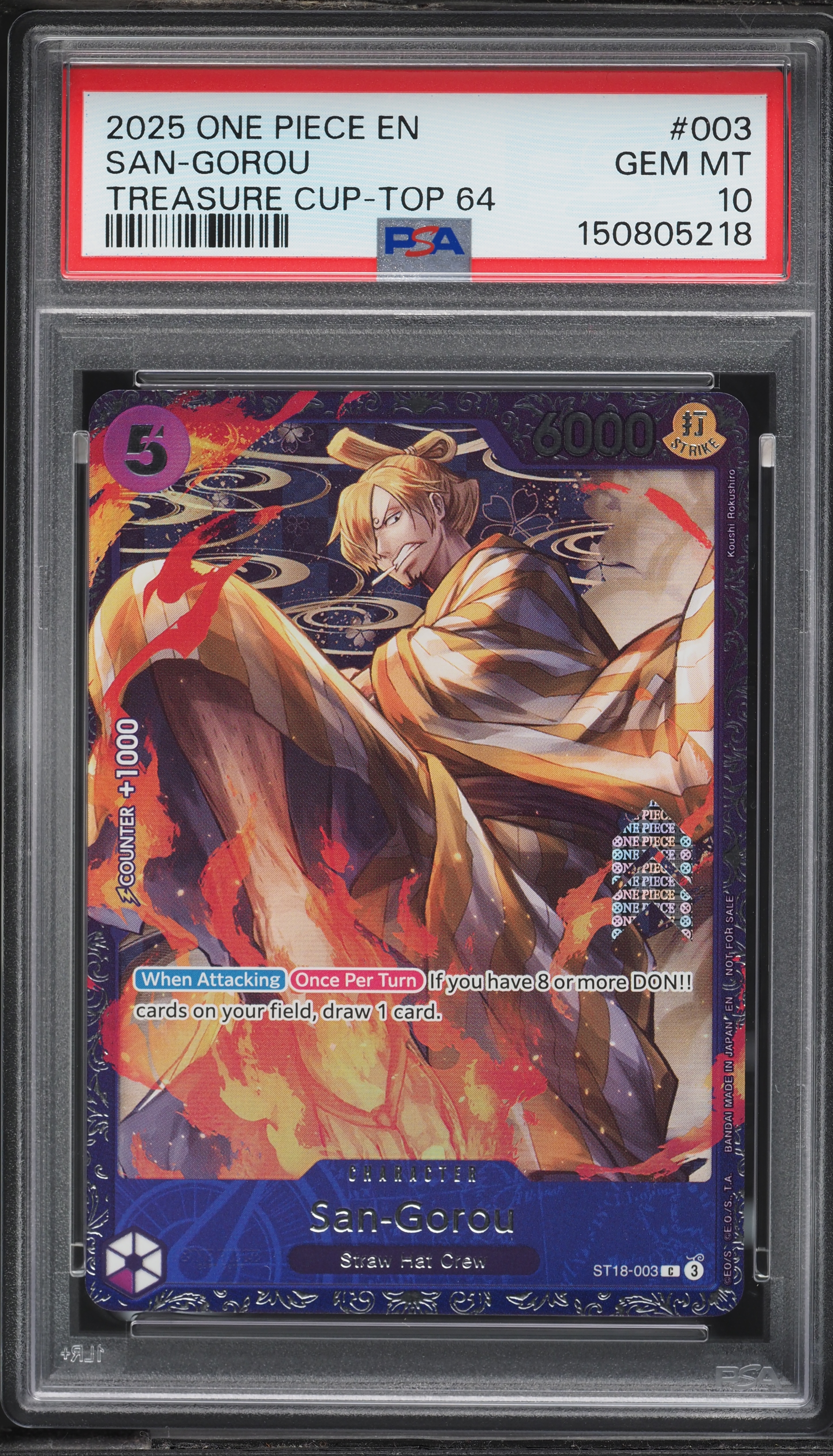GOROU 2025 One Piece Treasure Cup Top 64 San-Gorou #ST18-003 PSA 10 GEM
