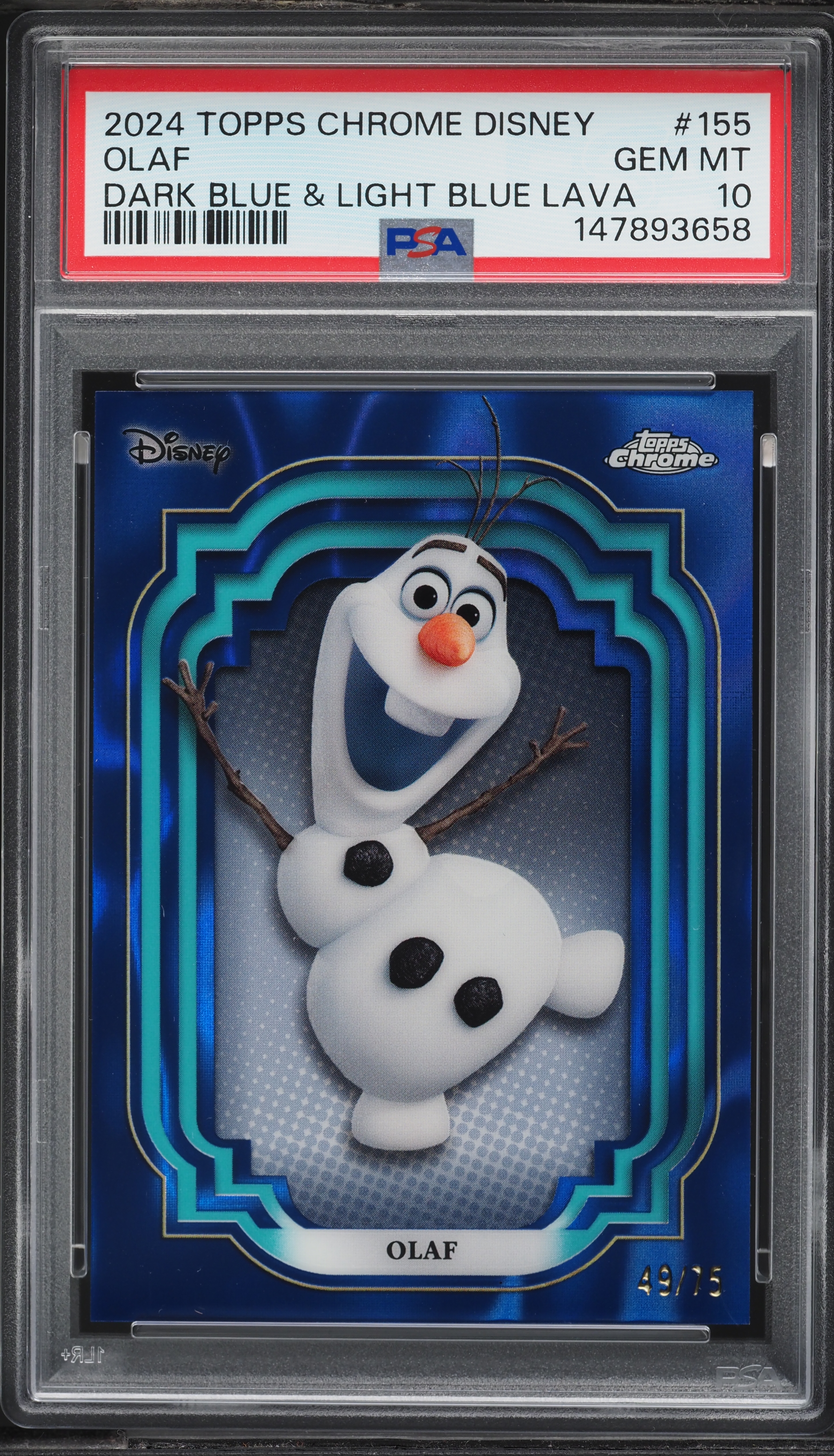 2024 Topps Chrome Disney Dark Blue & Light Blue Lava Olaf /75 #155