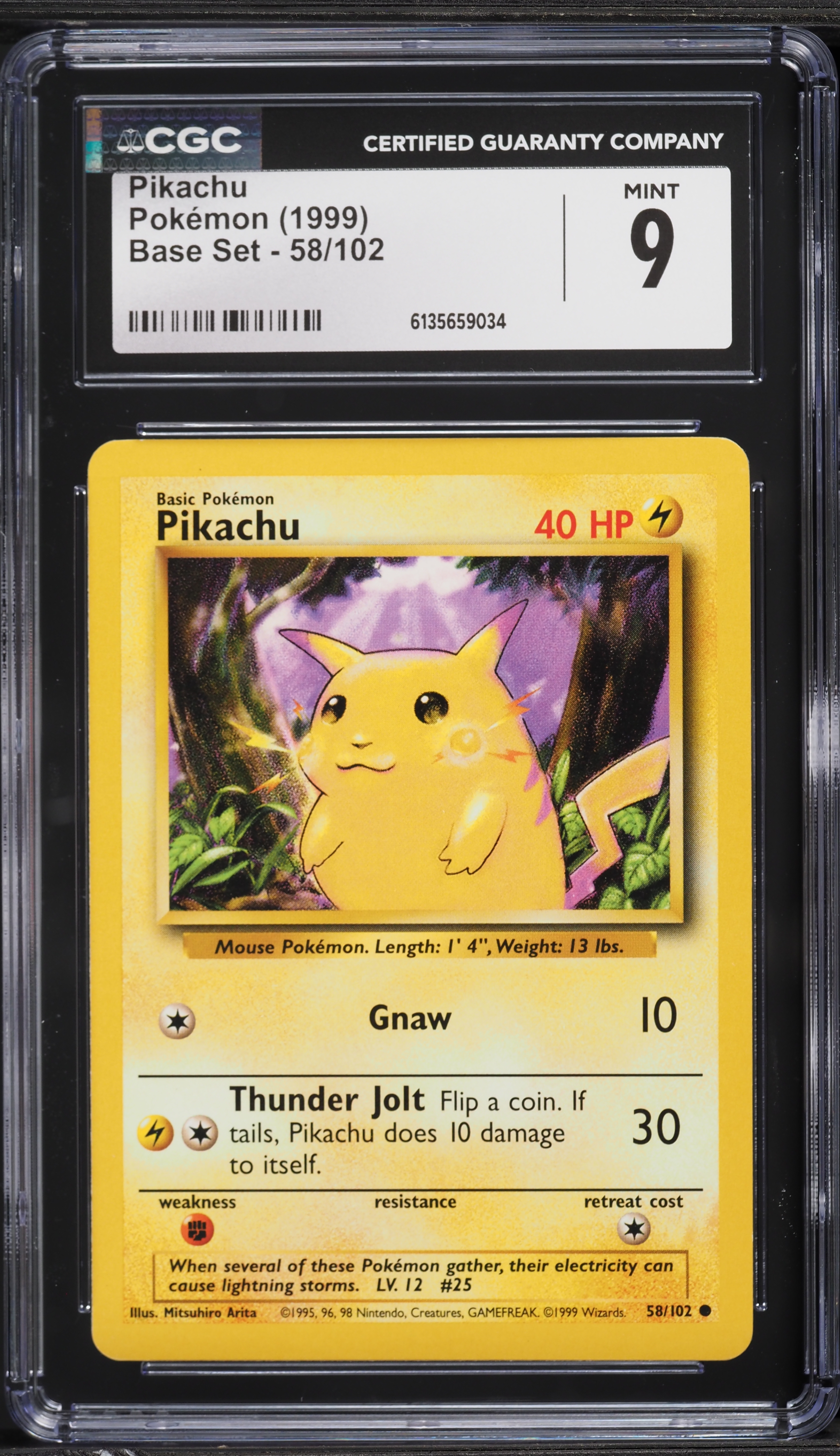 1999 Pokemon Base Set Pikachu #58 CGC 9 MINT on Fanatics Collect