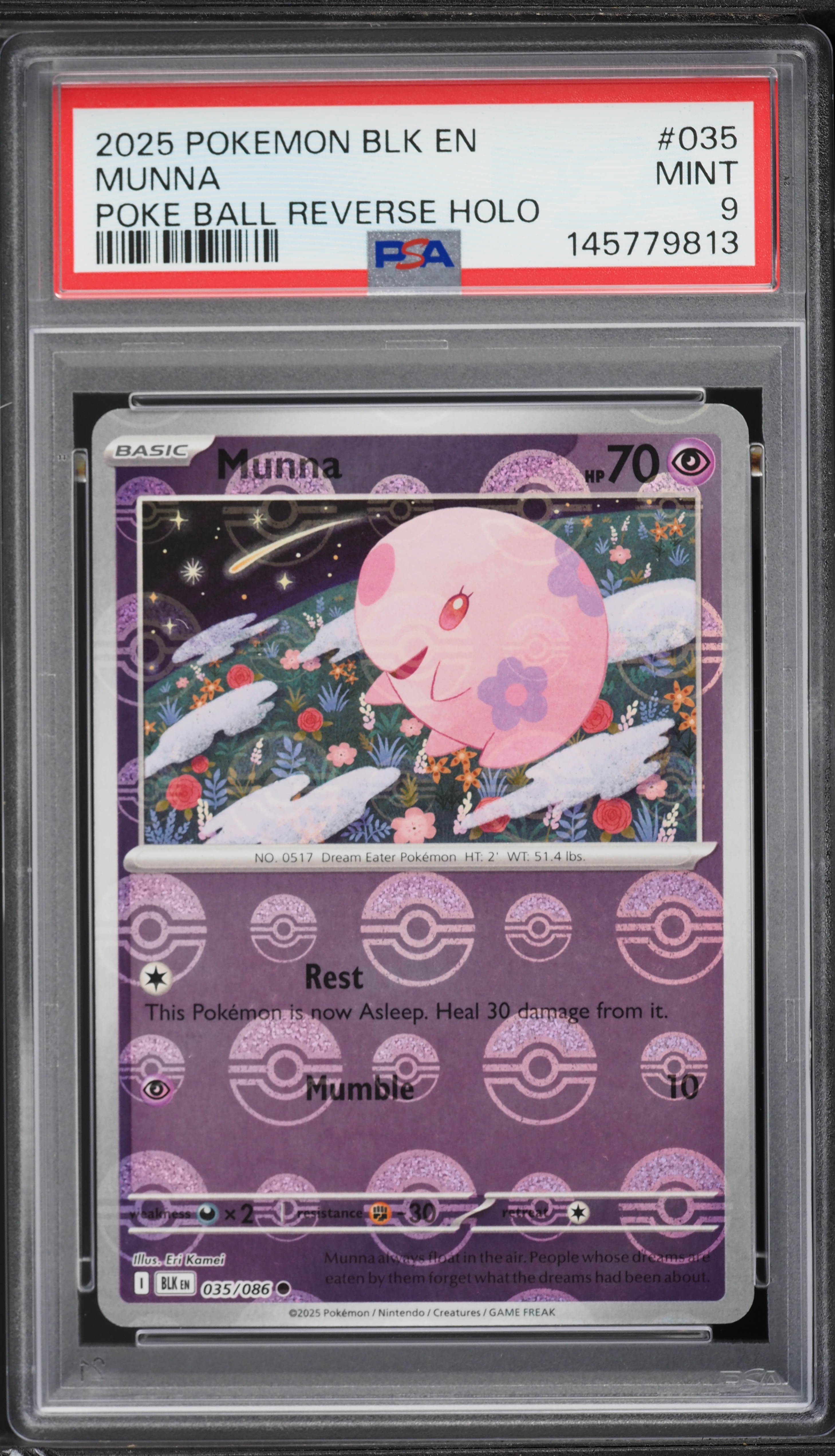 2025 Pokemon Scarlet & Violet Black Bolt Poke Ball Reverse Holo Munna #035 PSA 9 MINT on Fanatics Collect 2025 Pokemon Scarlet & Violet Black Bolt Poke Ball Reverse Holo Munna #035 PSA 9 MINT on Fanatics Collect