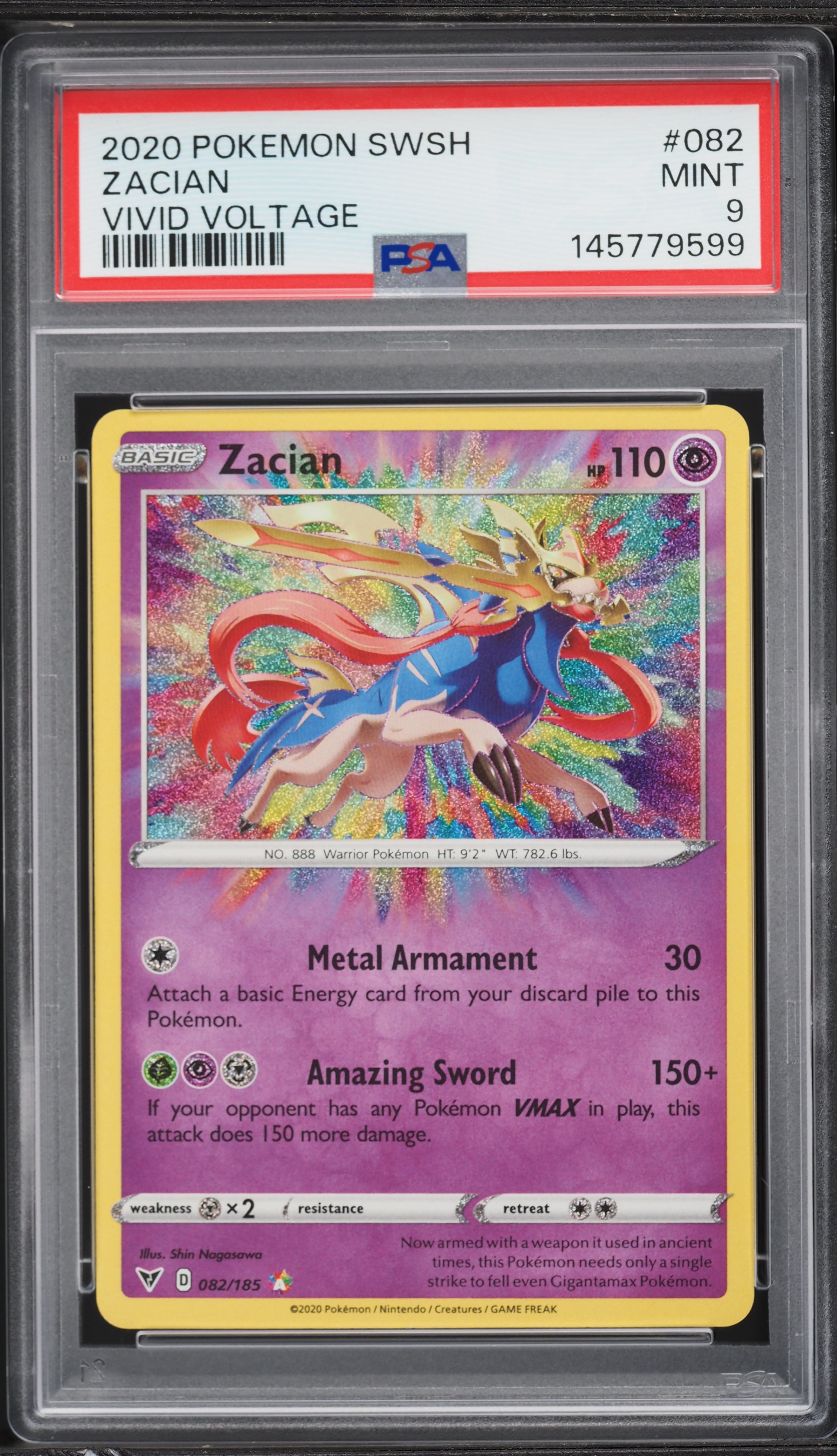 ポケモンカード 8枚セット PSA9、8 2020 Pokemon Sword & Shield Vivid Voltage Amazing Rare Zacian #82