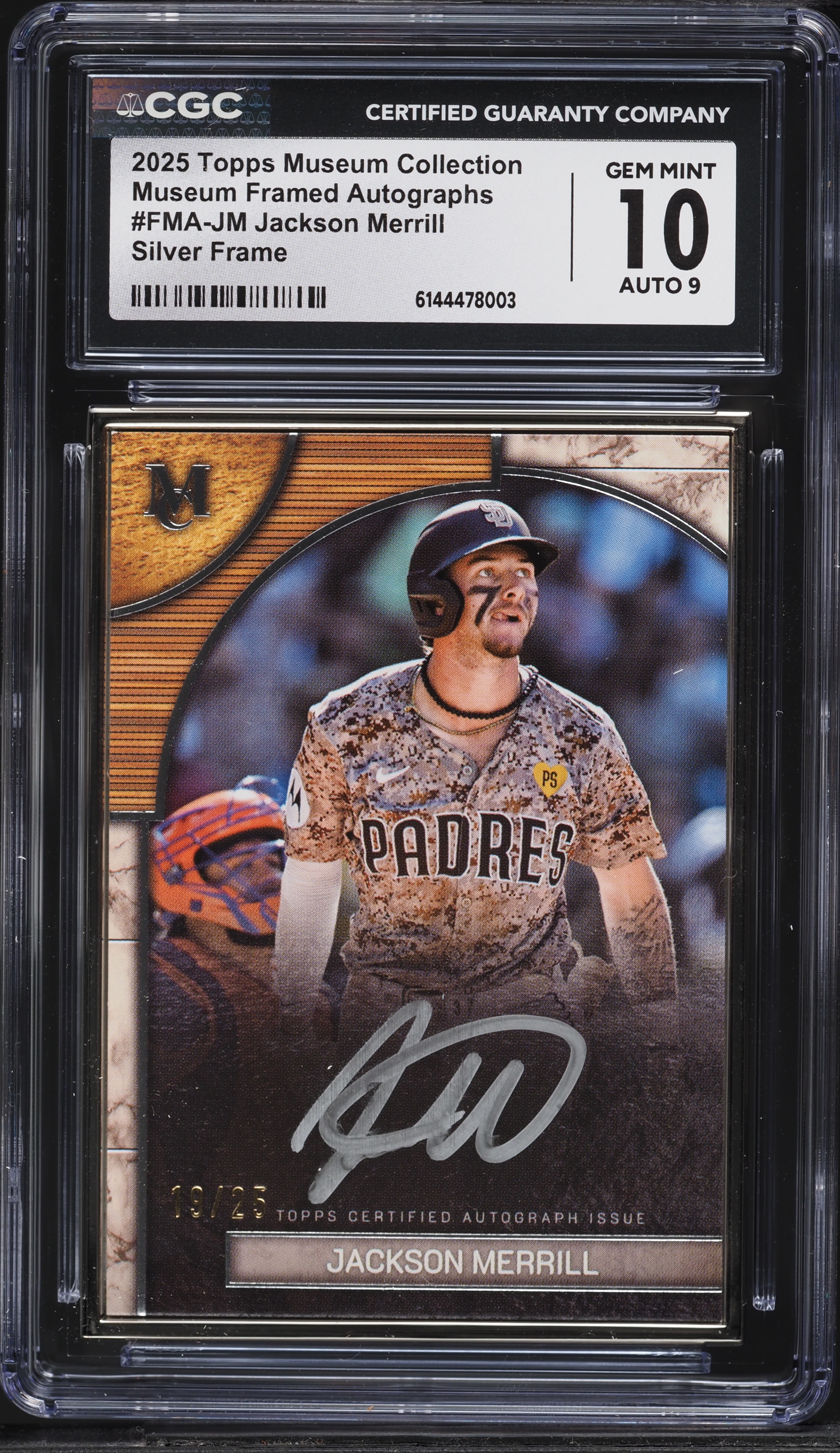 2025 Topps Museum Collection Silver Frame Jackson Merrill AUTO /25 