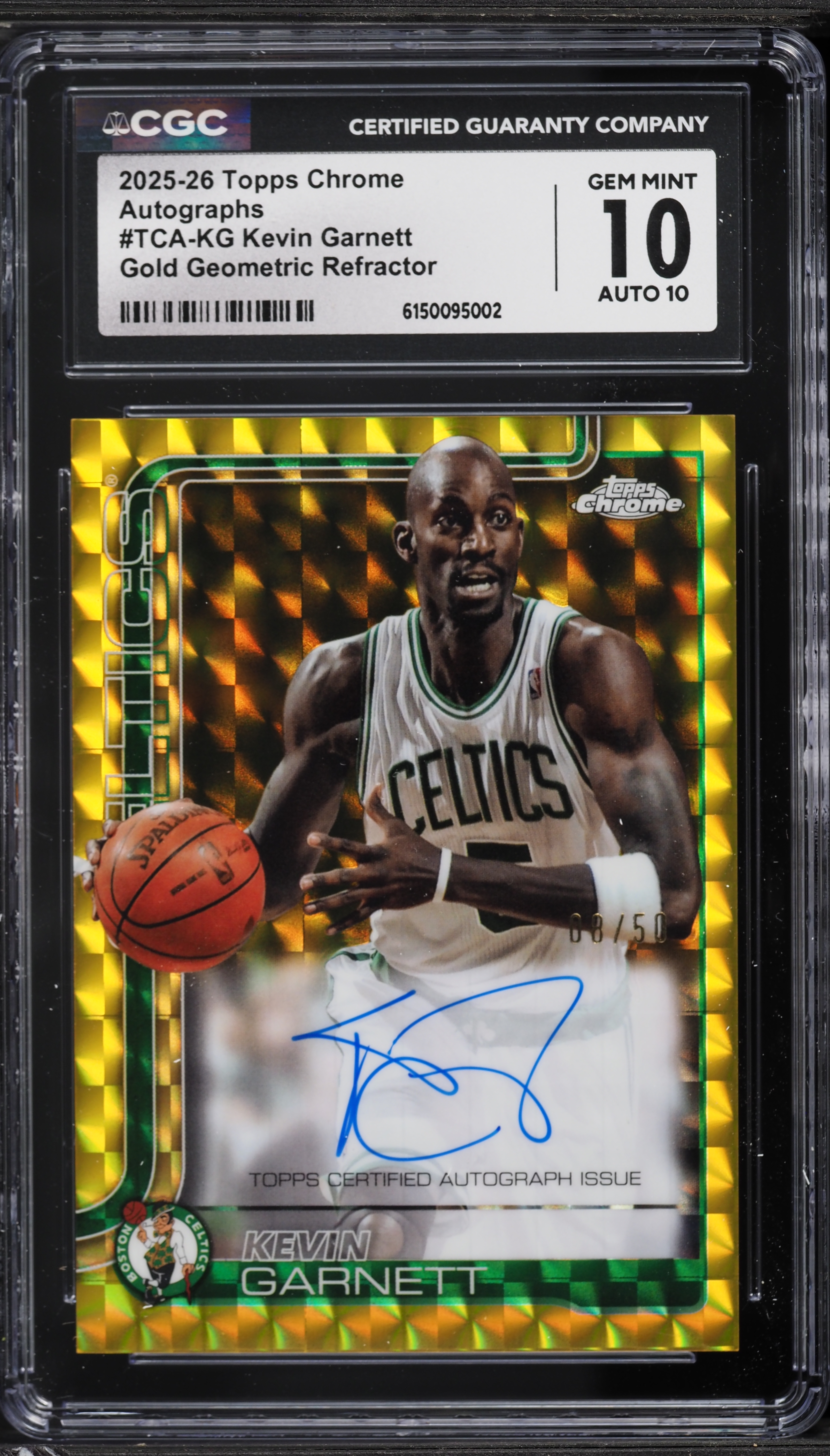 2025 Topps Chrome Gold Geometric Refractor Kevin Garnett AUTO /50
