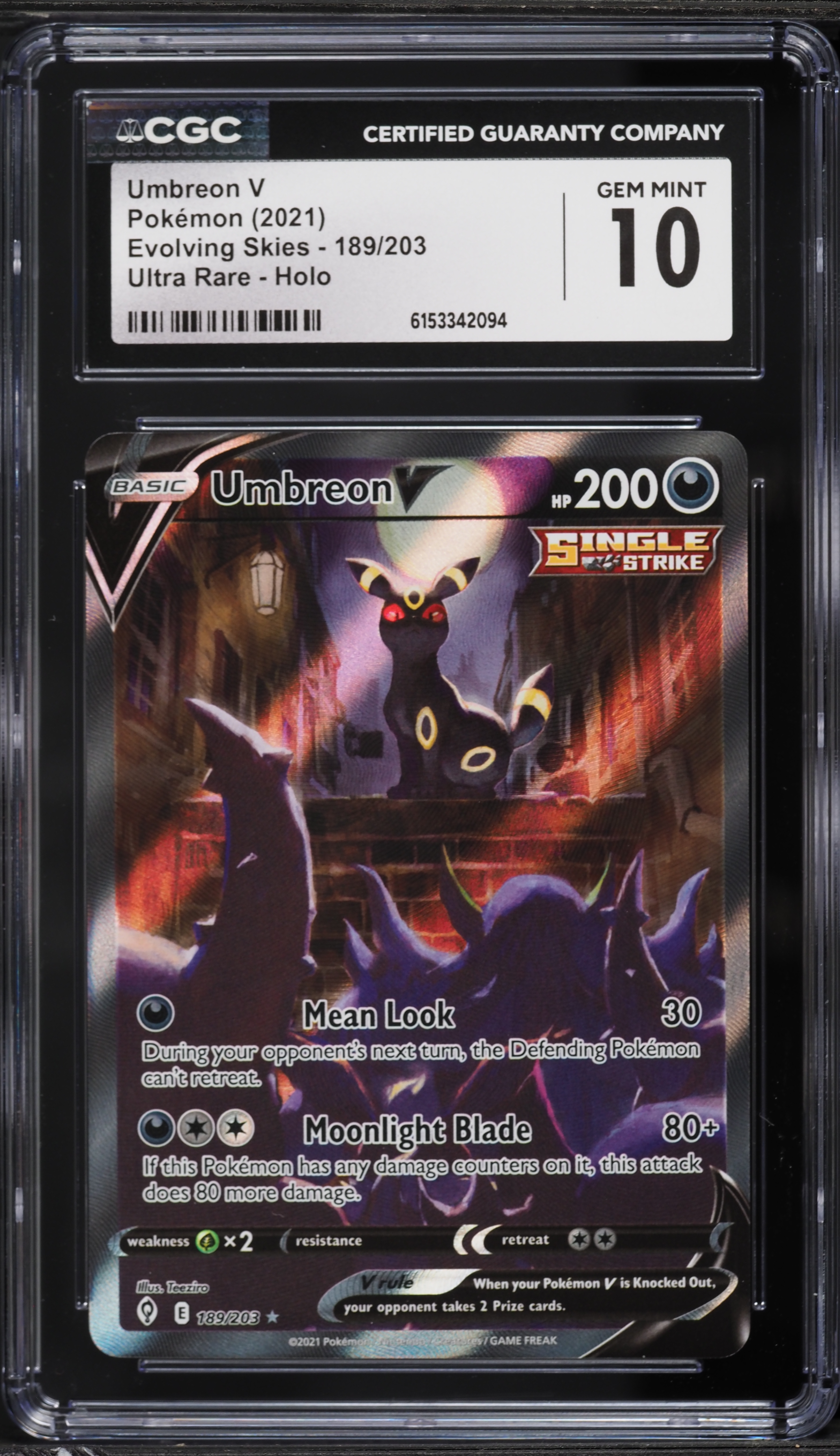 umbreon v pokemon card value 2021 SWSH #94 MINT PSA 9 the Defending Pokemon cant retreat. Umbreon V - SWSH07: Evolving