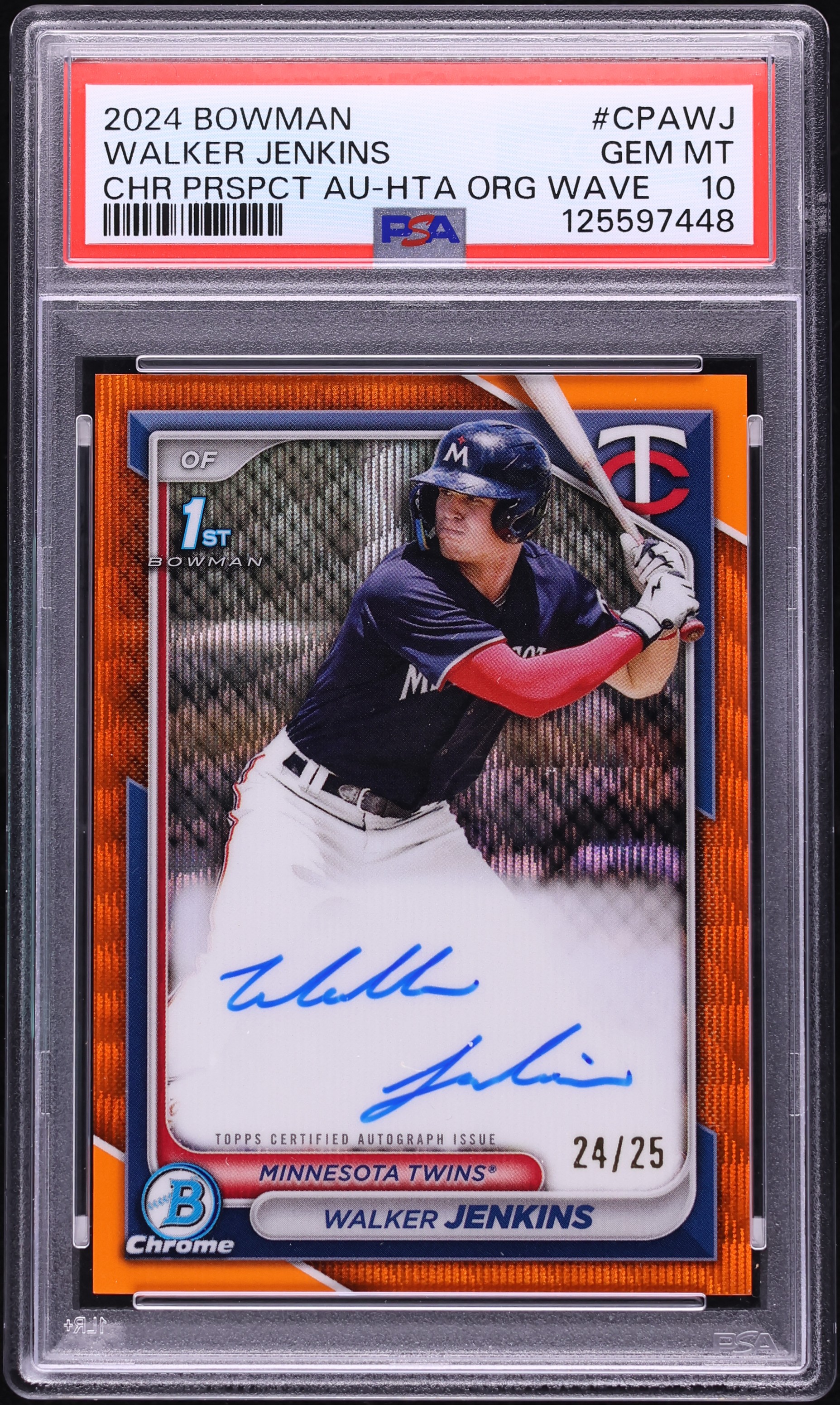 2024 Bowman Chrome HTA Orange Wave Walker Jenkins PROSPECT AUTO