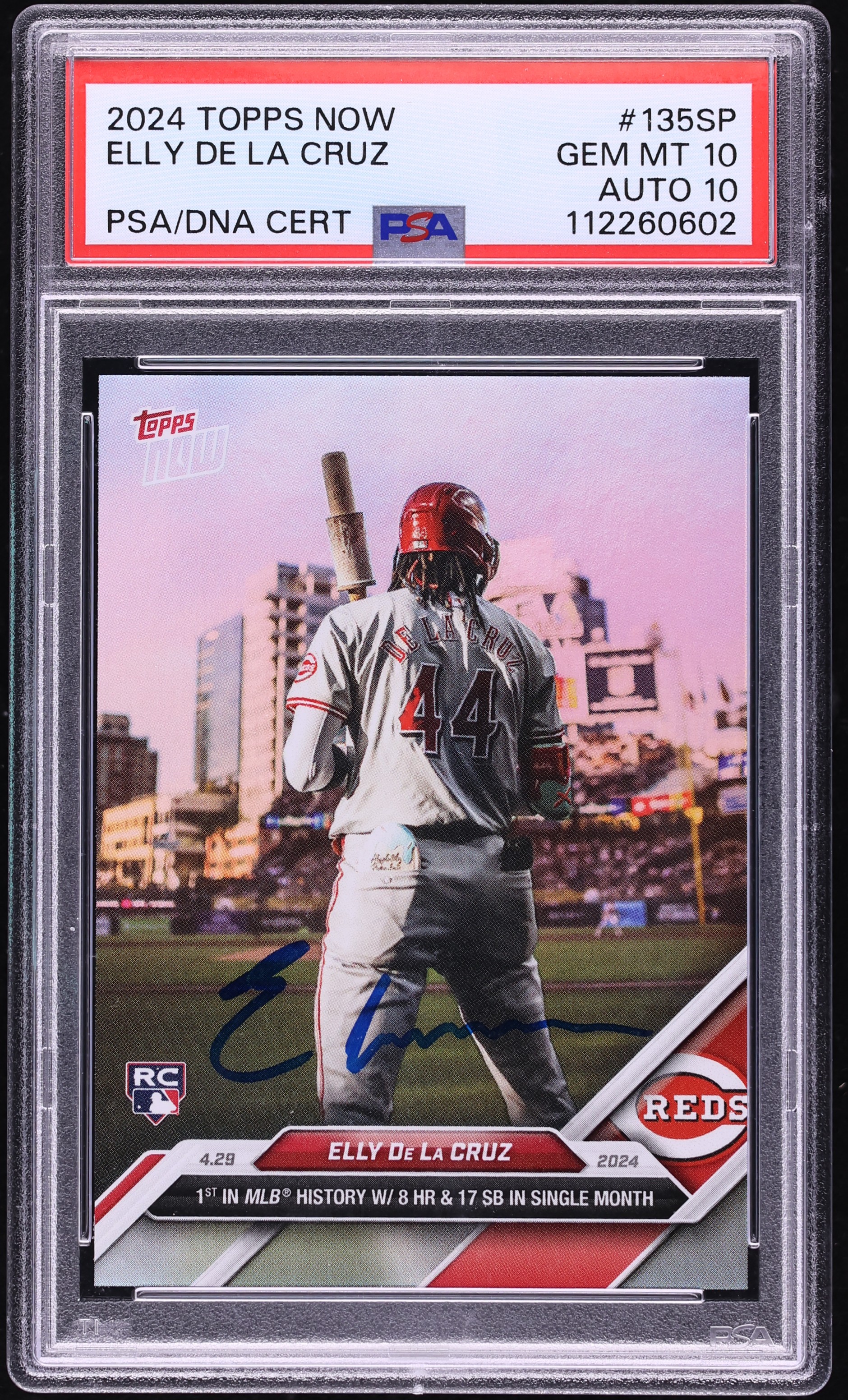 2024 Topps Now Elly De La Cruz ROOKIE AUTO DNA 10 #135SP PSA 10