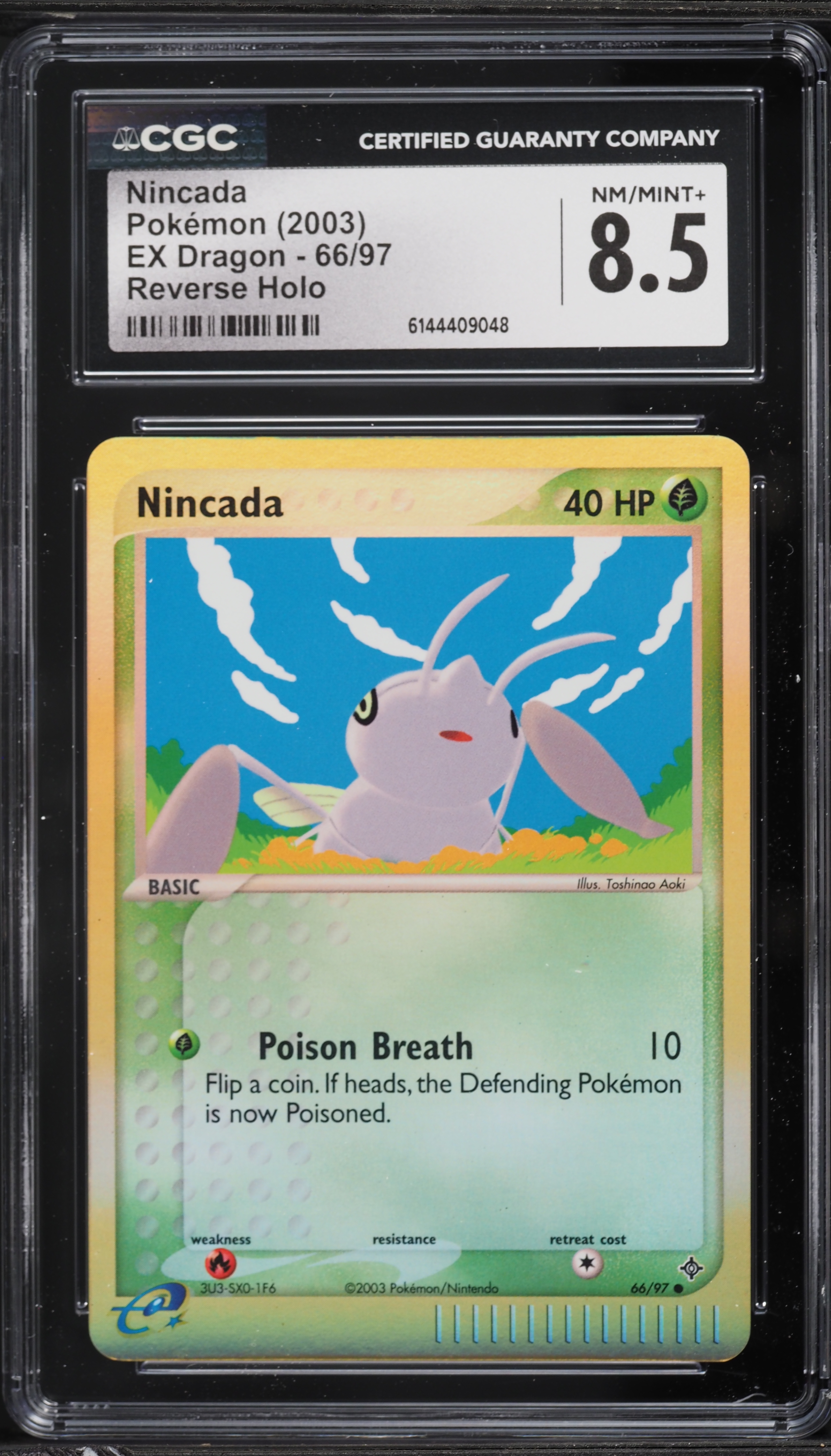 2003 Pokemon EX Dragon Reverse Holo Nincada #66 CGC 8.5 NM-MT+ on