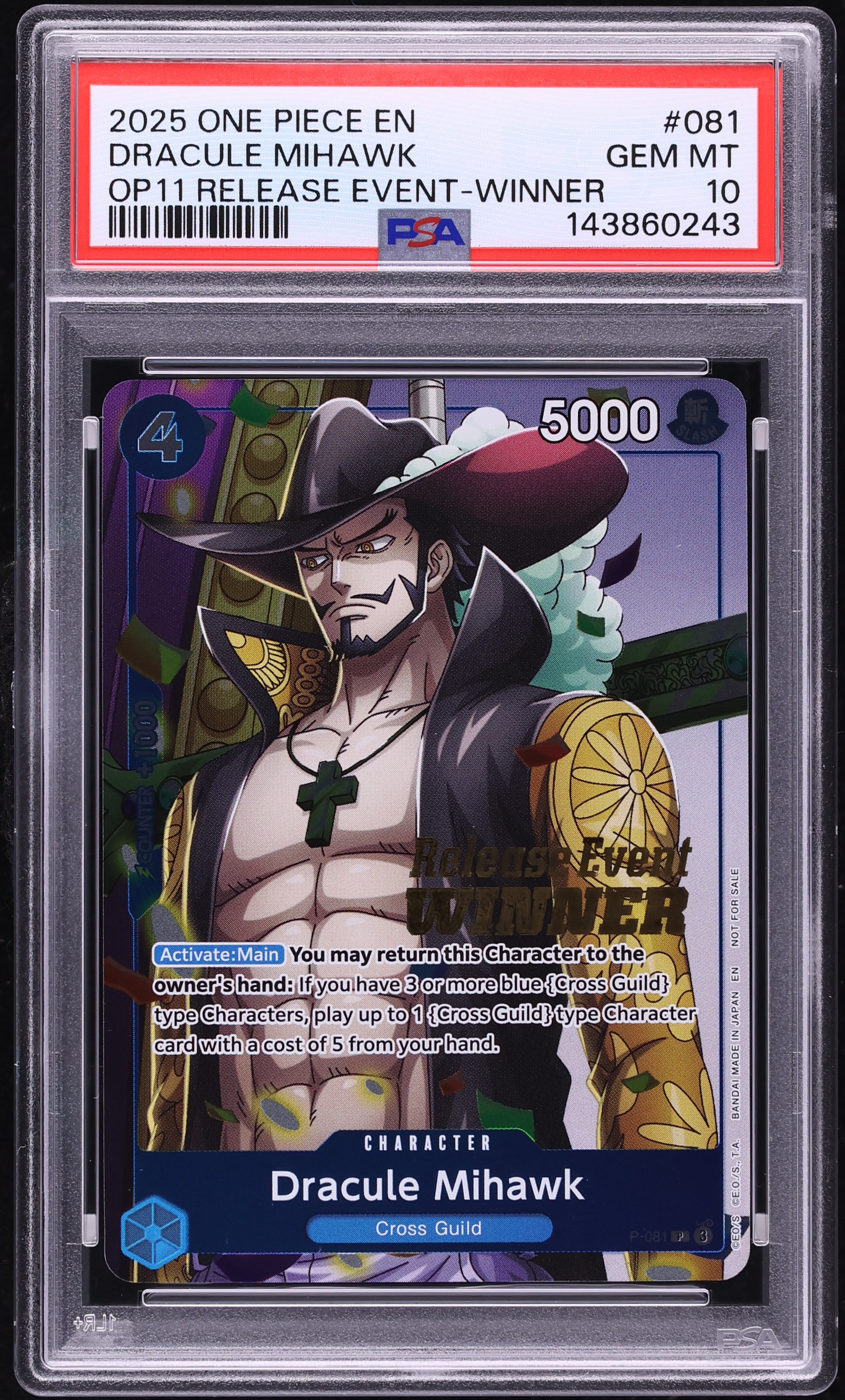 2025 One Piece Promo Release Event Winner Alt Art Dracule Mihawk