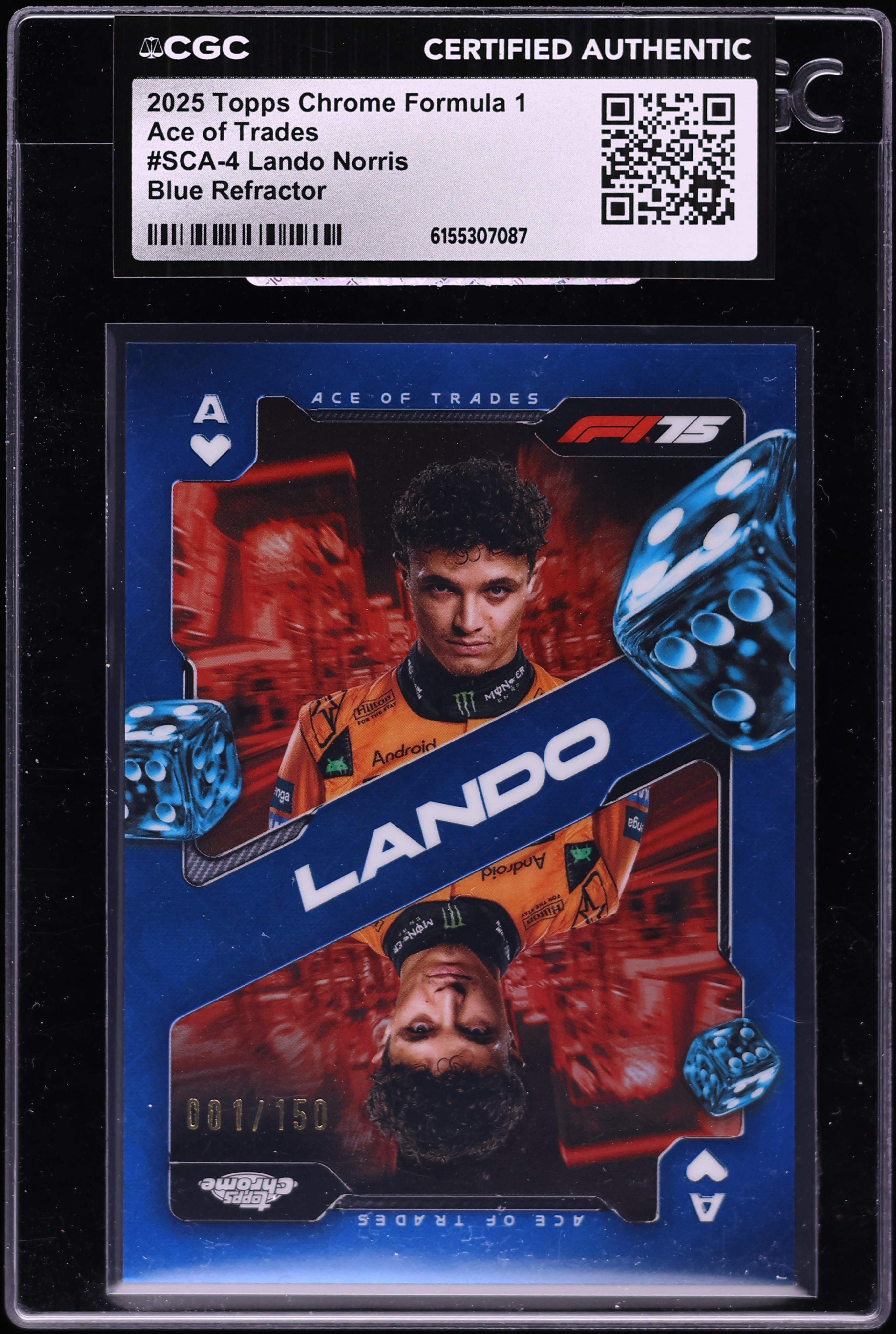2025 Topps Chrome Formula 1 F1 Ace Of Trades Blue Refractor Lando 