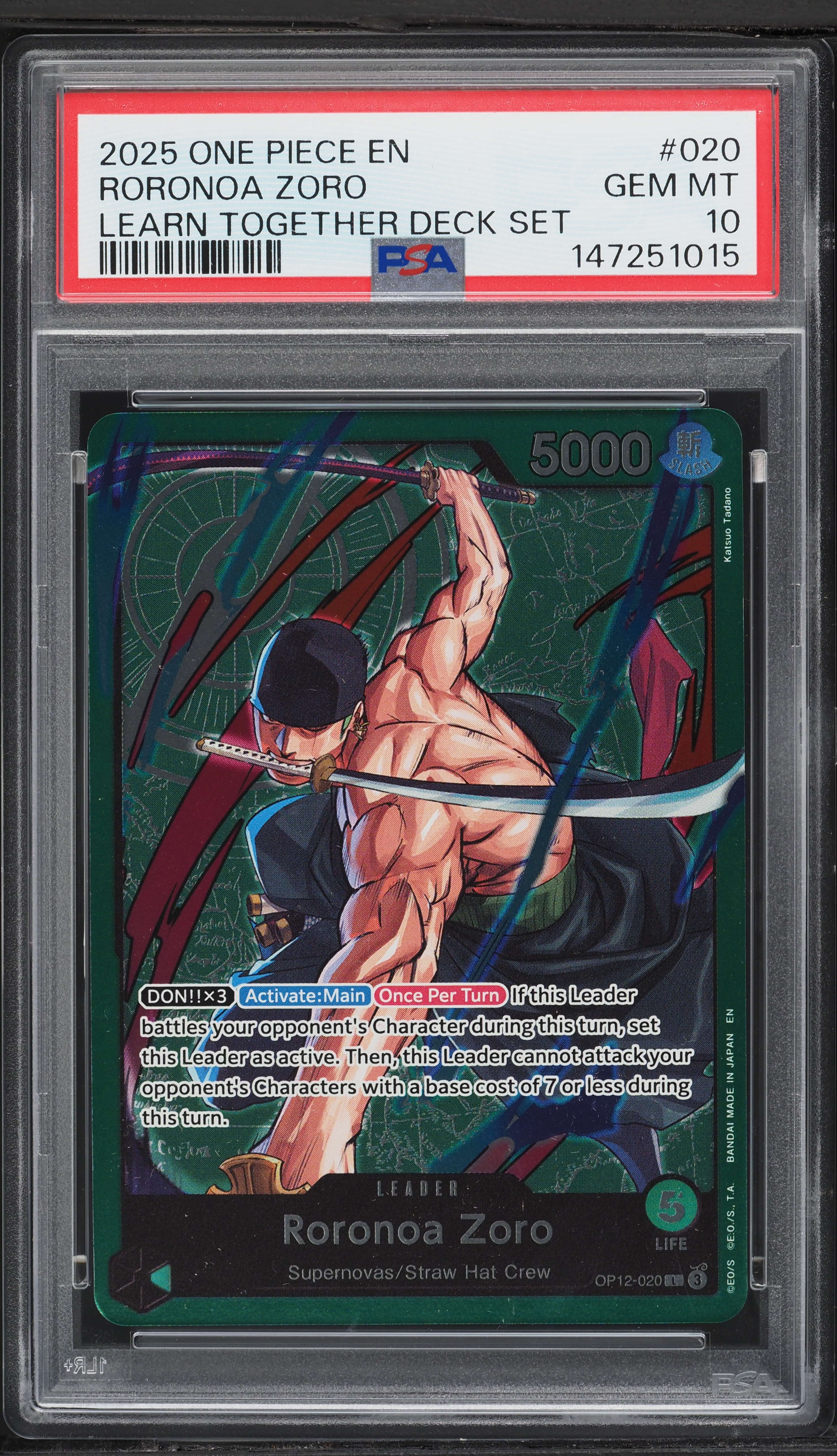 2025 One Piece Learn Together Deck Set Leader Roronoa Zoro #OP12
