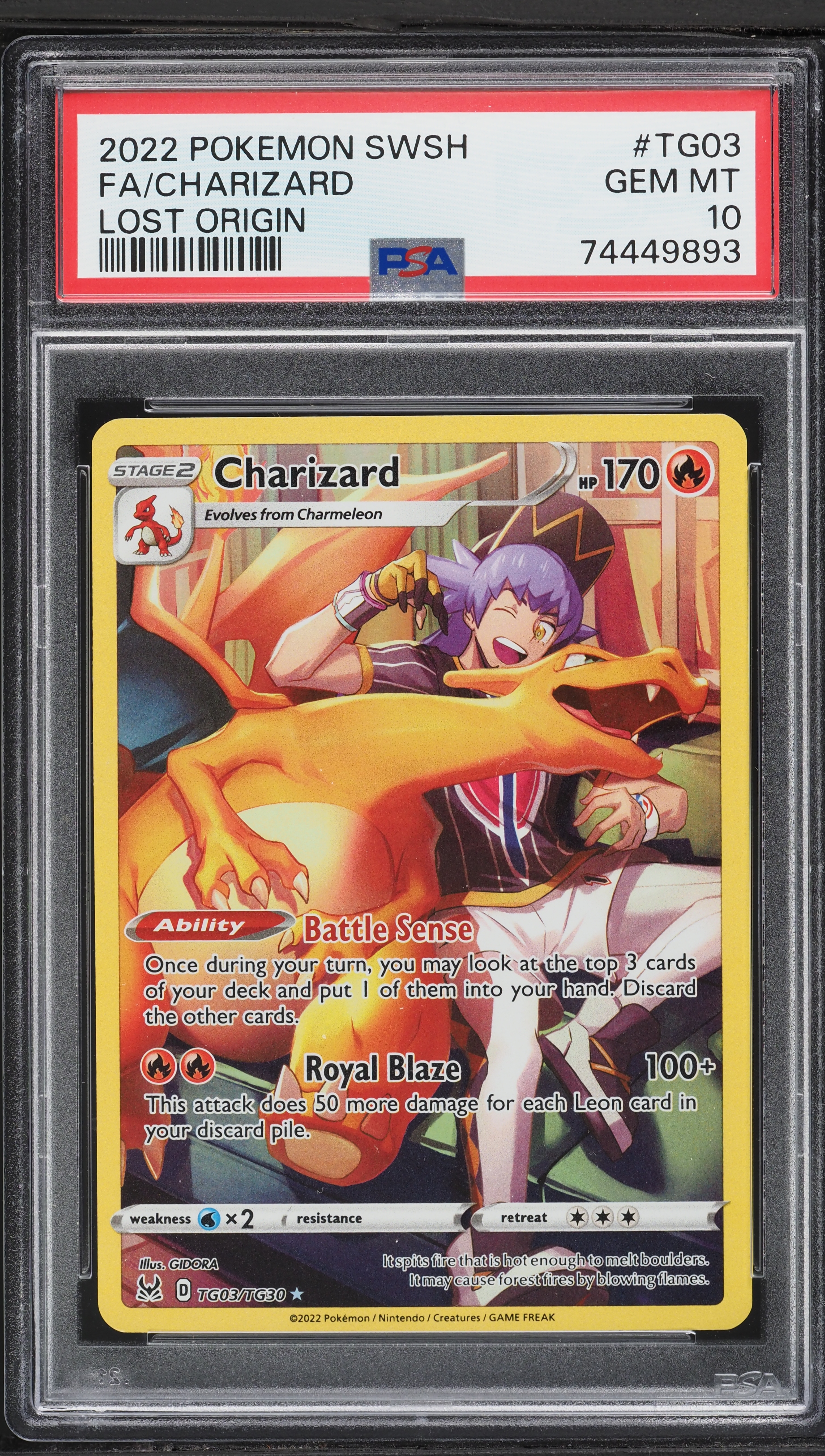 2022 Pokemon Sword & Shield Lost Origin CHR Charizard #TG03 PSA 10