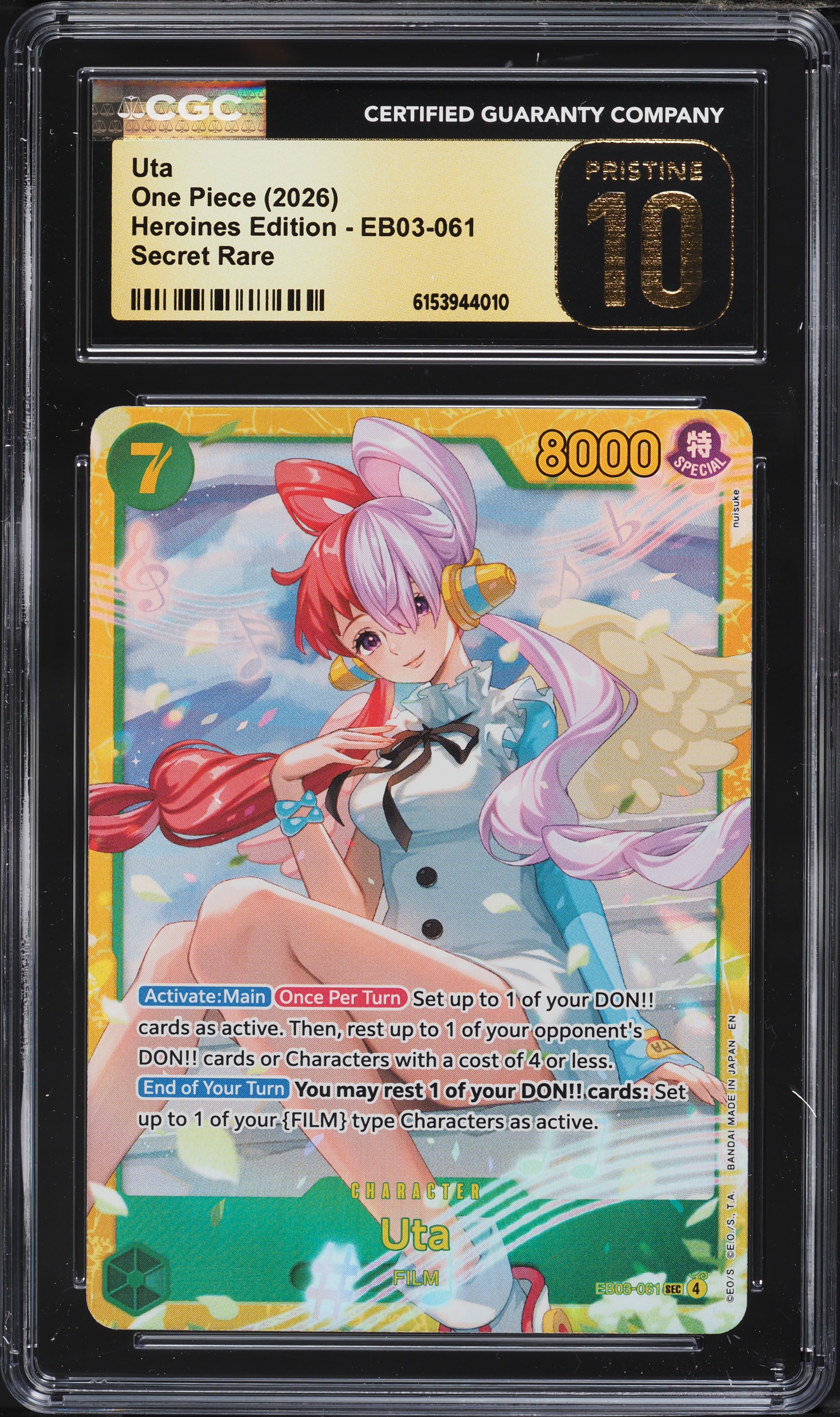 2026 One Piece Heroines Edition SEC Uta #EB03-061 CGC 10 PRISTINE