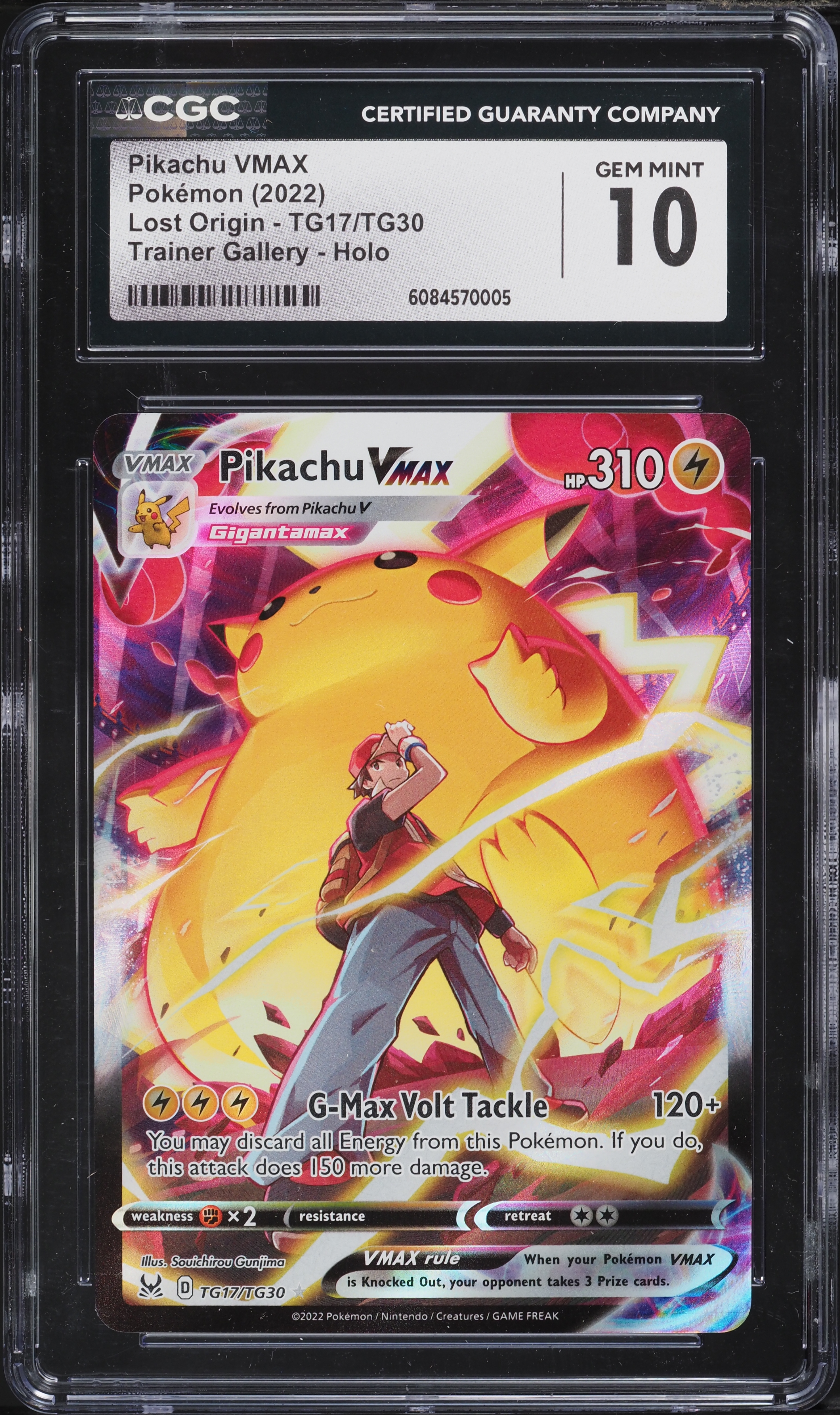 2022 Pokemon Sword & Shield Lost Origin SEC Pikachu Vmax #TG17 CGC