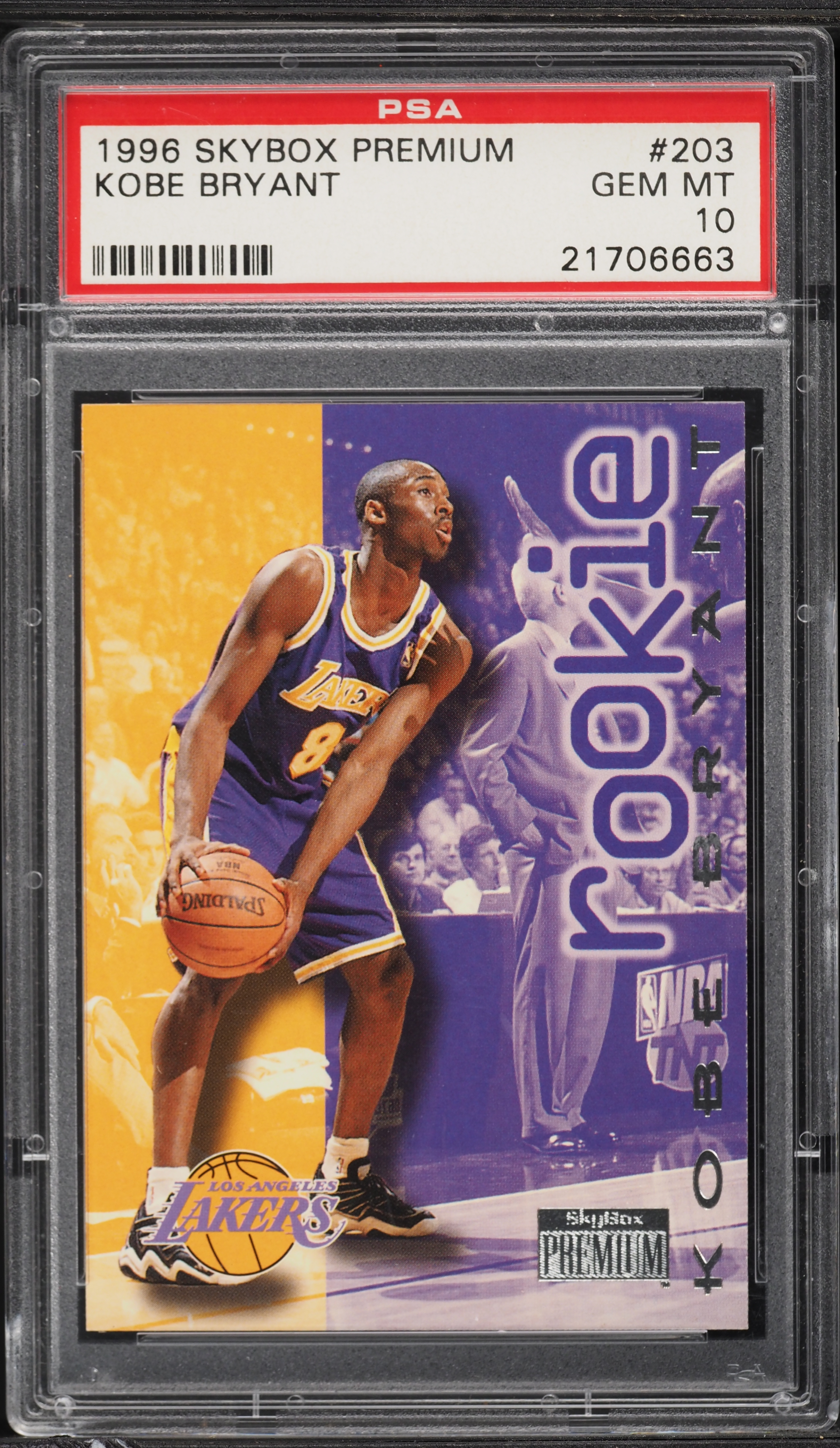 1996 Skybox Premium Kobe Bryant ROOKIE #203 PSA 10 GEM MINT on
