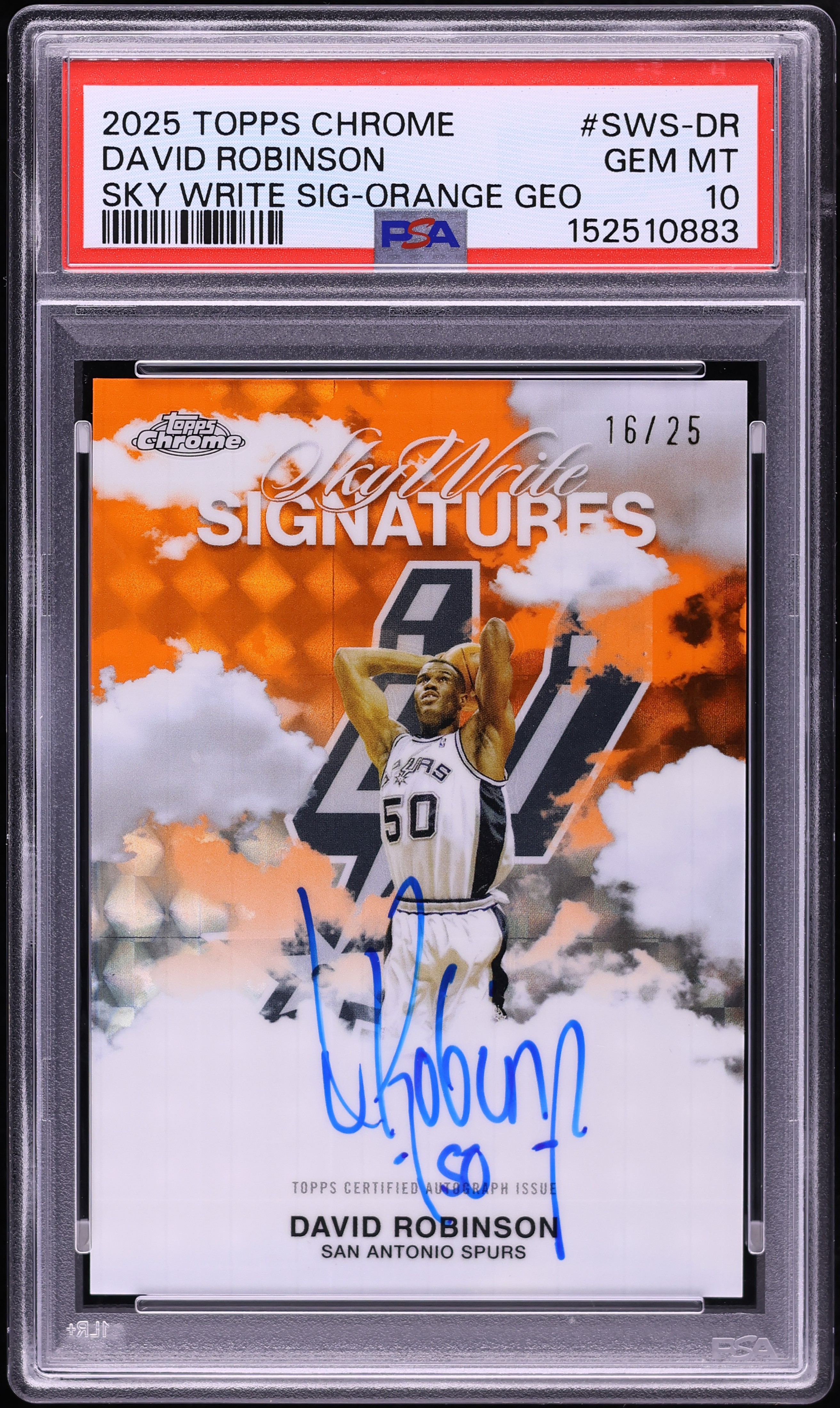 2025 Topps Chrome Sky Write Orange Geometric David Robinson AUTO