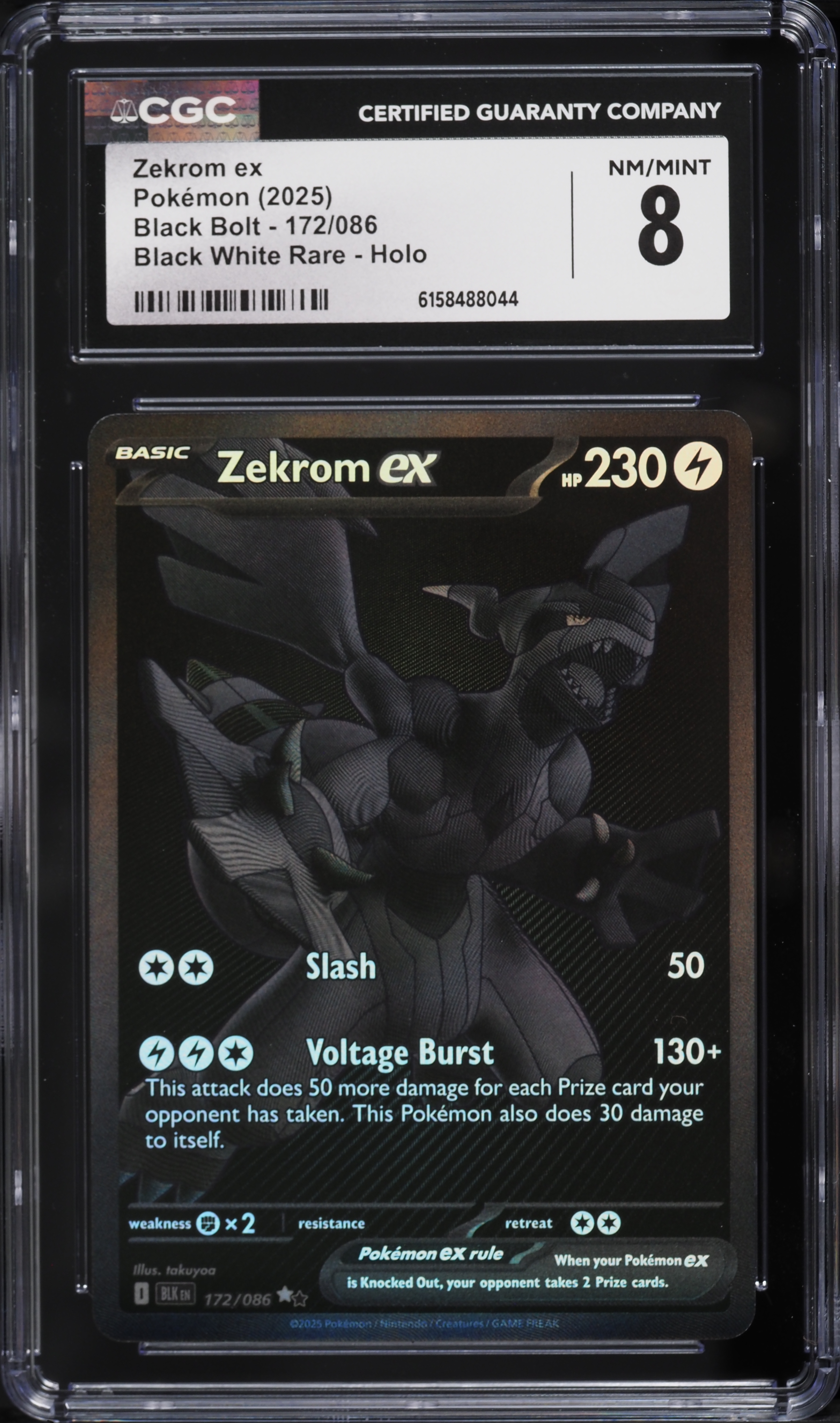 2025 Pokemon Scarlet & Violet Black Bolt BWR Zekrom EX #172 CGC 8