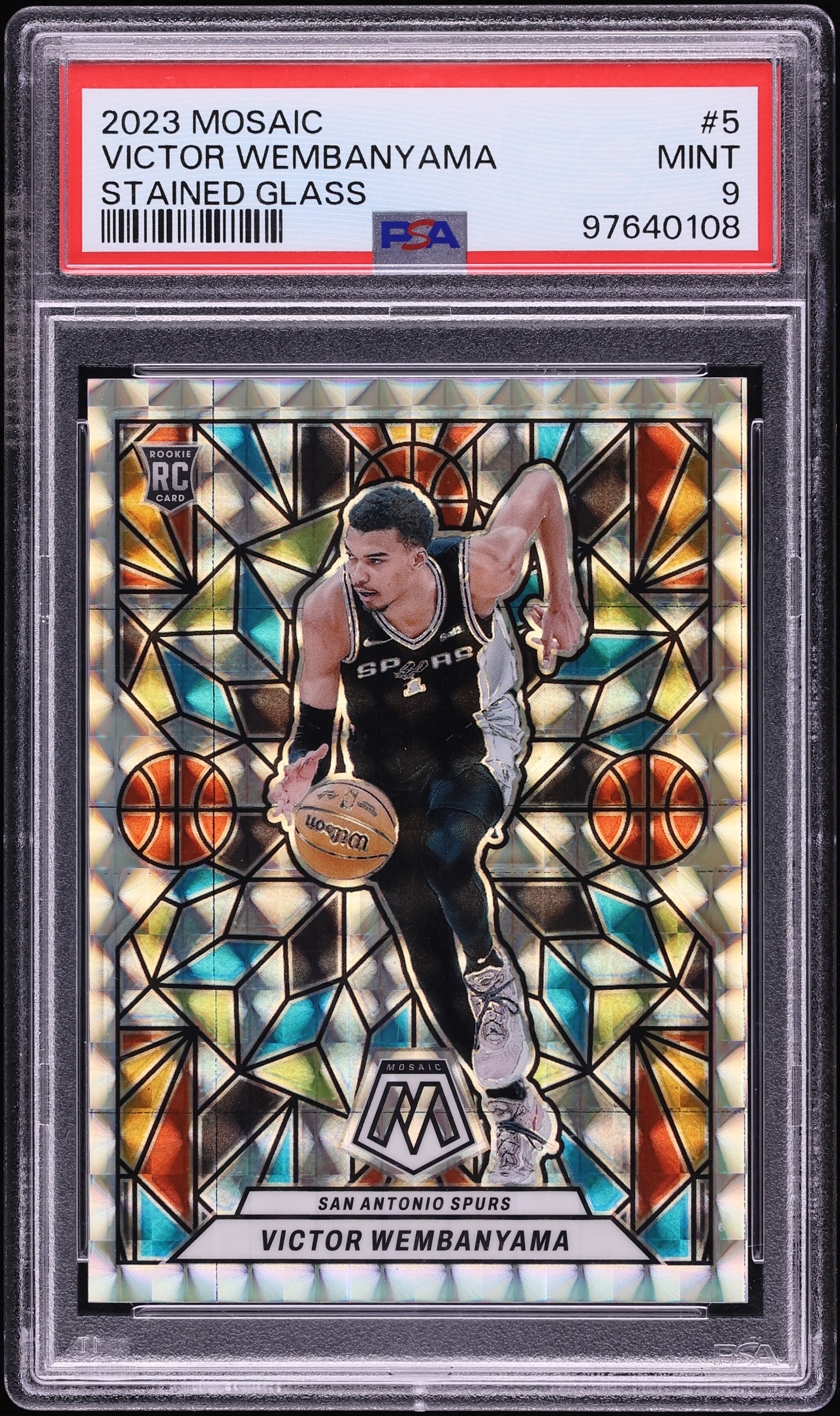 2023 Panini Mosaic Stained Glass Victor Wembanyama ROOKIE #5 PSA 9 