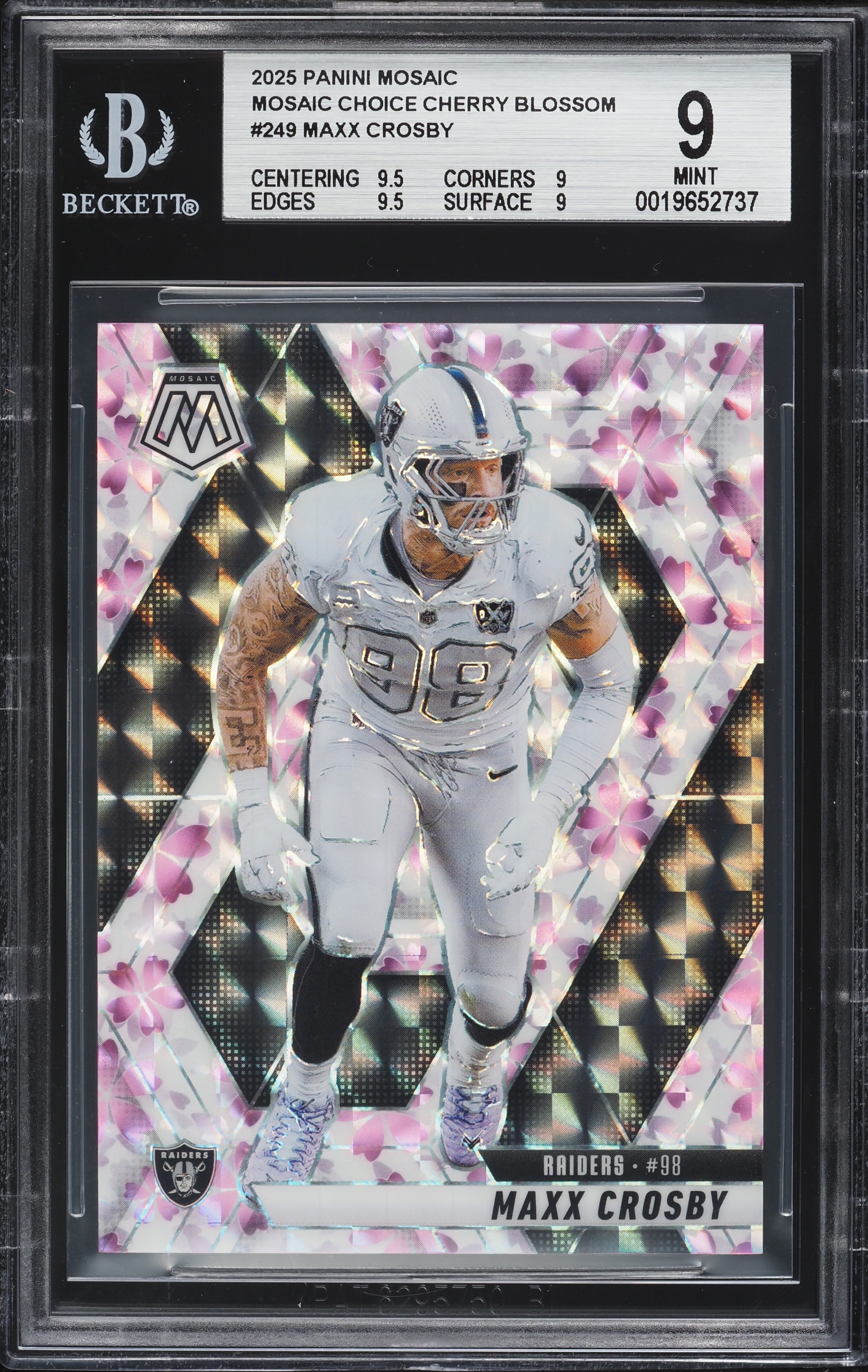 2025 Panini Mosaic Choice Cherry Blossom Maxx Crosby /20 #249 BGS