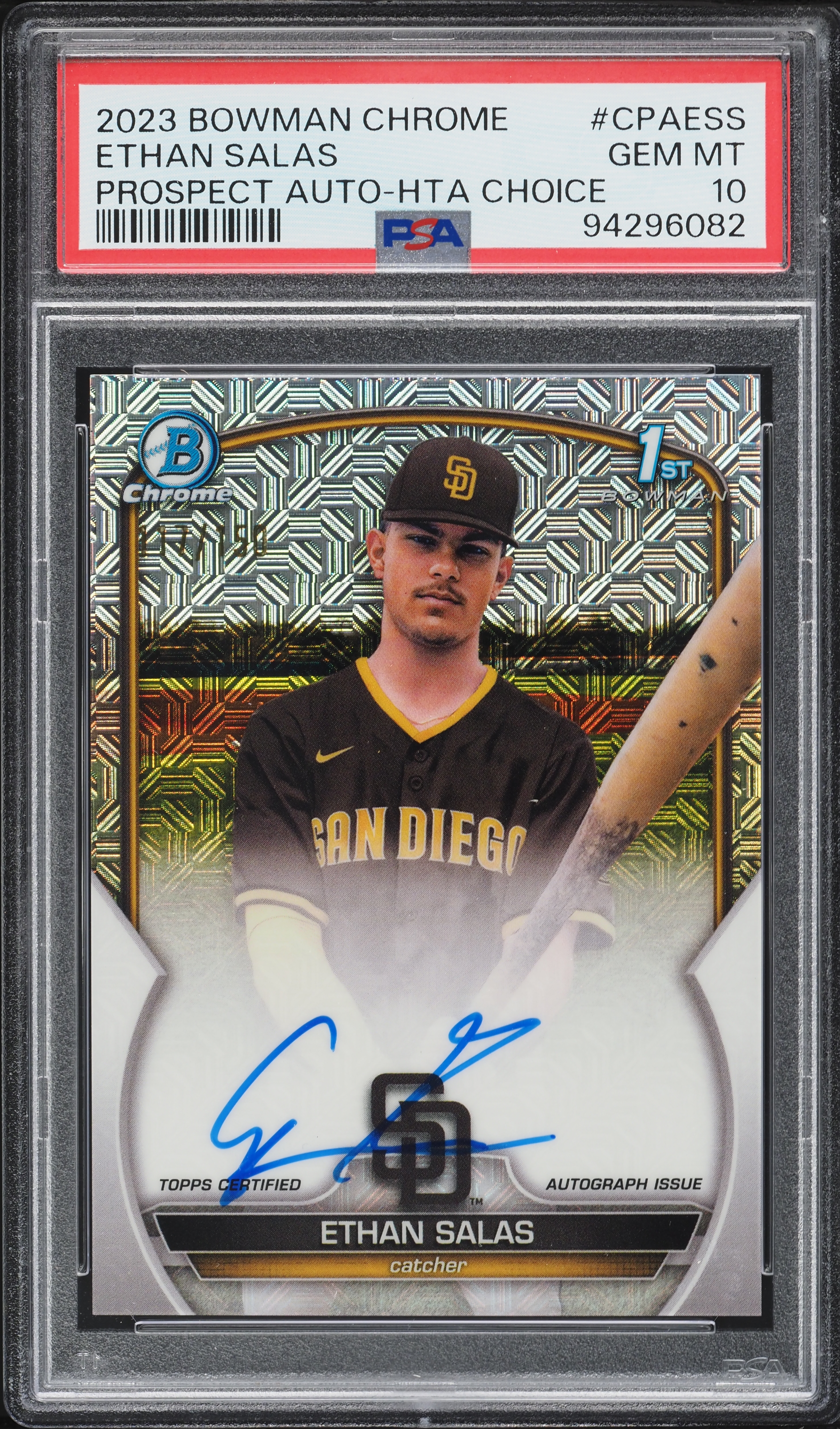 2023 Bowman Chrome HTA Choice Refractor Ethan Salas PROSPECT AUTO 
