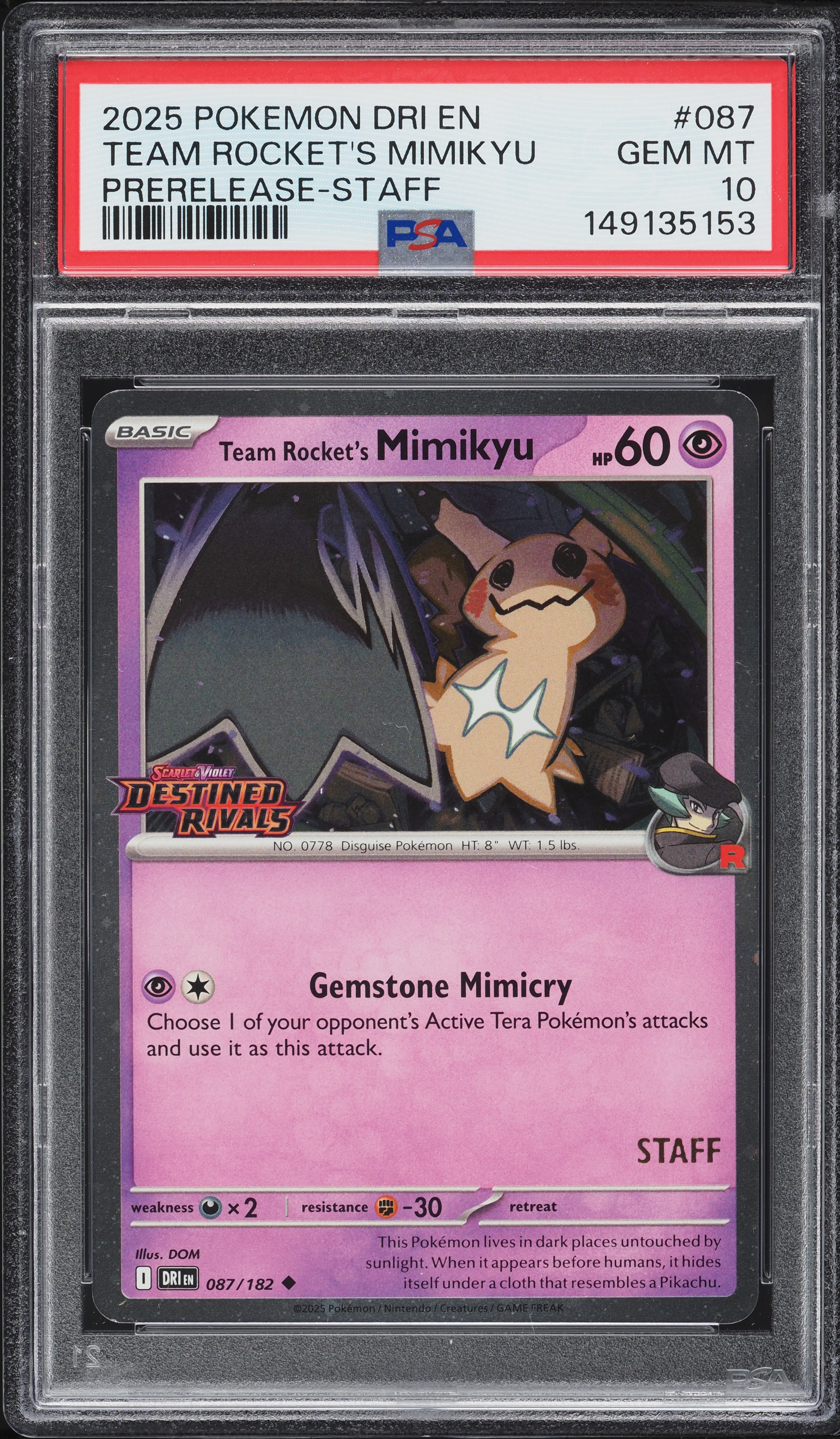 2025 Pokemon SV Destined Rivals Prerelease Staff Team Rocket's