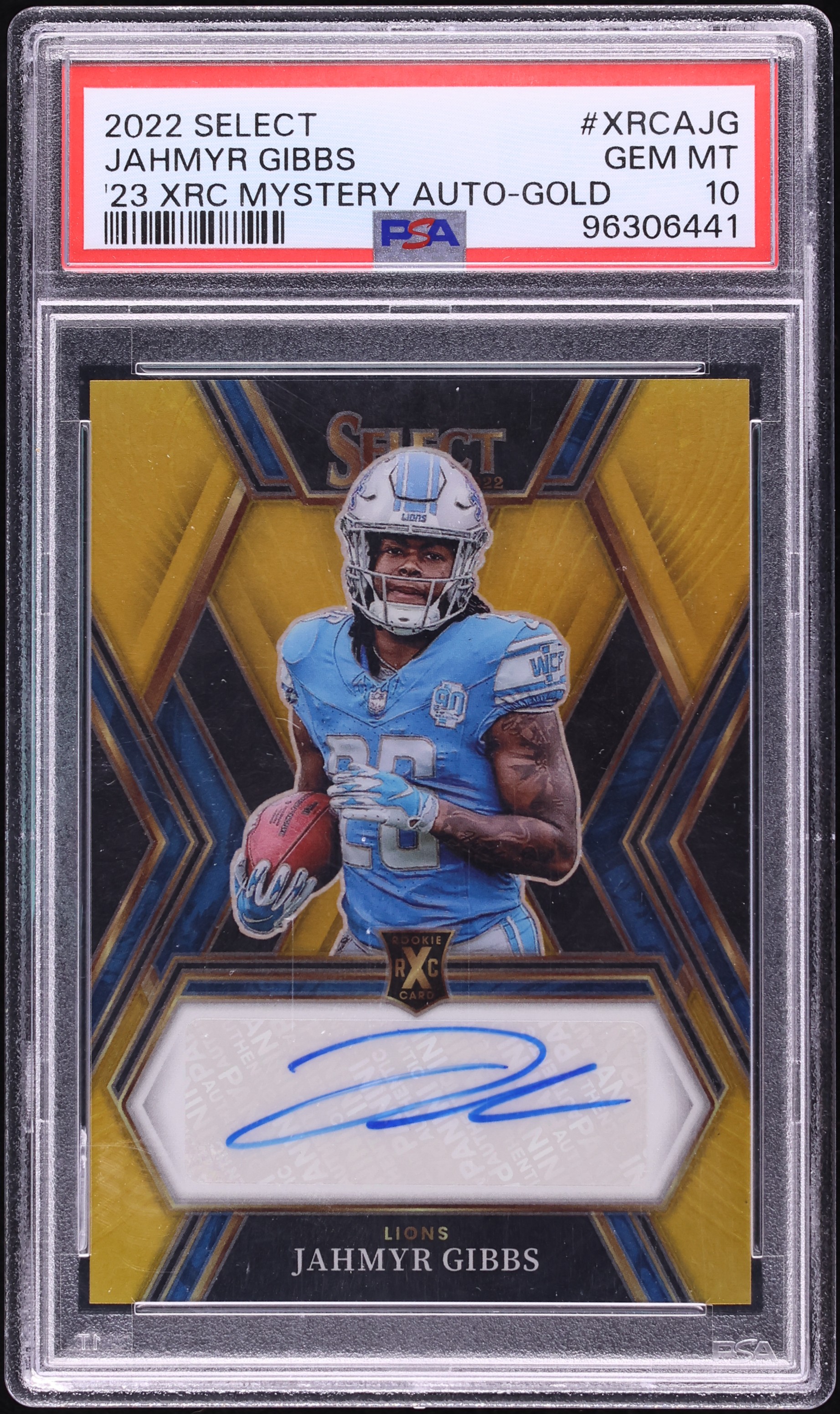 2022 Select '23 XRC Prizm Mystery Redemption Gold Jahmyr Gibbs