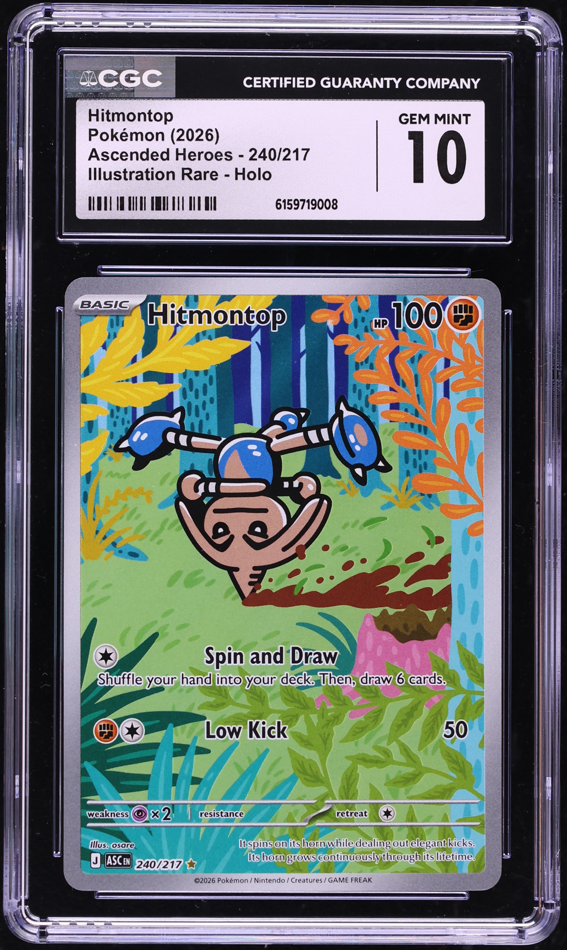 pokemon hitmontop card BGS 9 Holo R Neo Discovery Square Cut Holo Rare Card Type Hitmontop | Ascended Heroes |