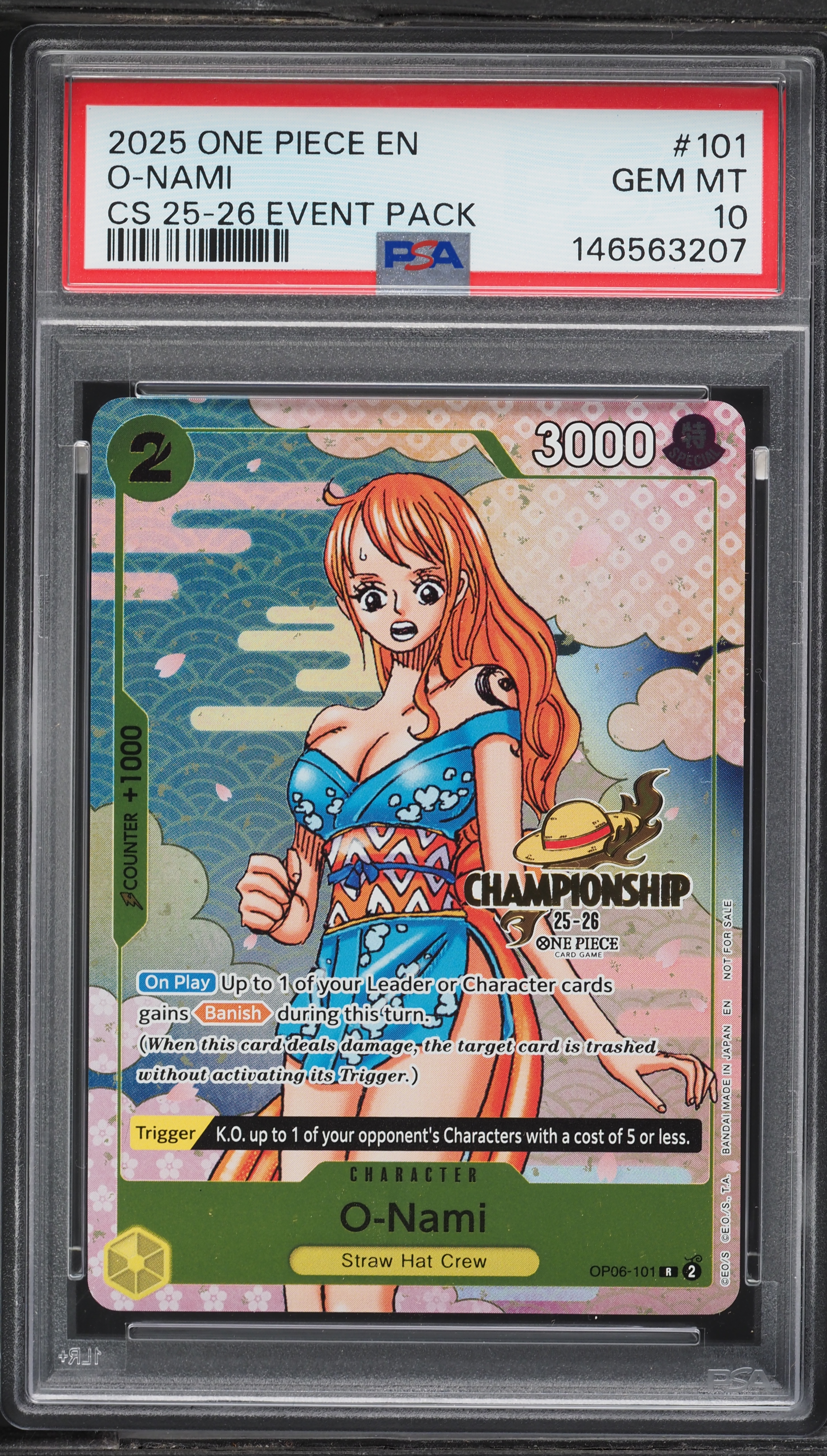 2025 ONE PIECE JP O-Nami 　PSA10 2025 One Piece Championship '25-'26 Event Pack O-Nami #OP06-101