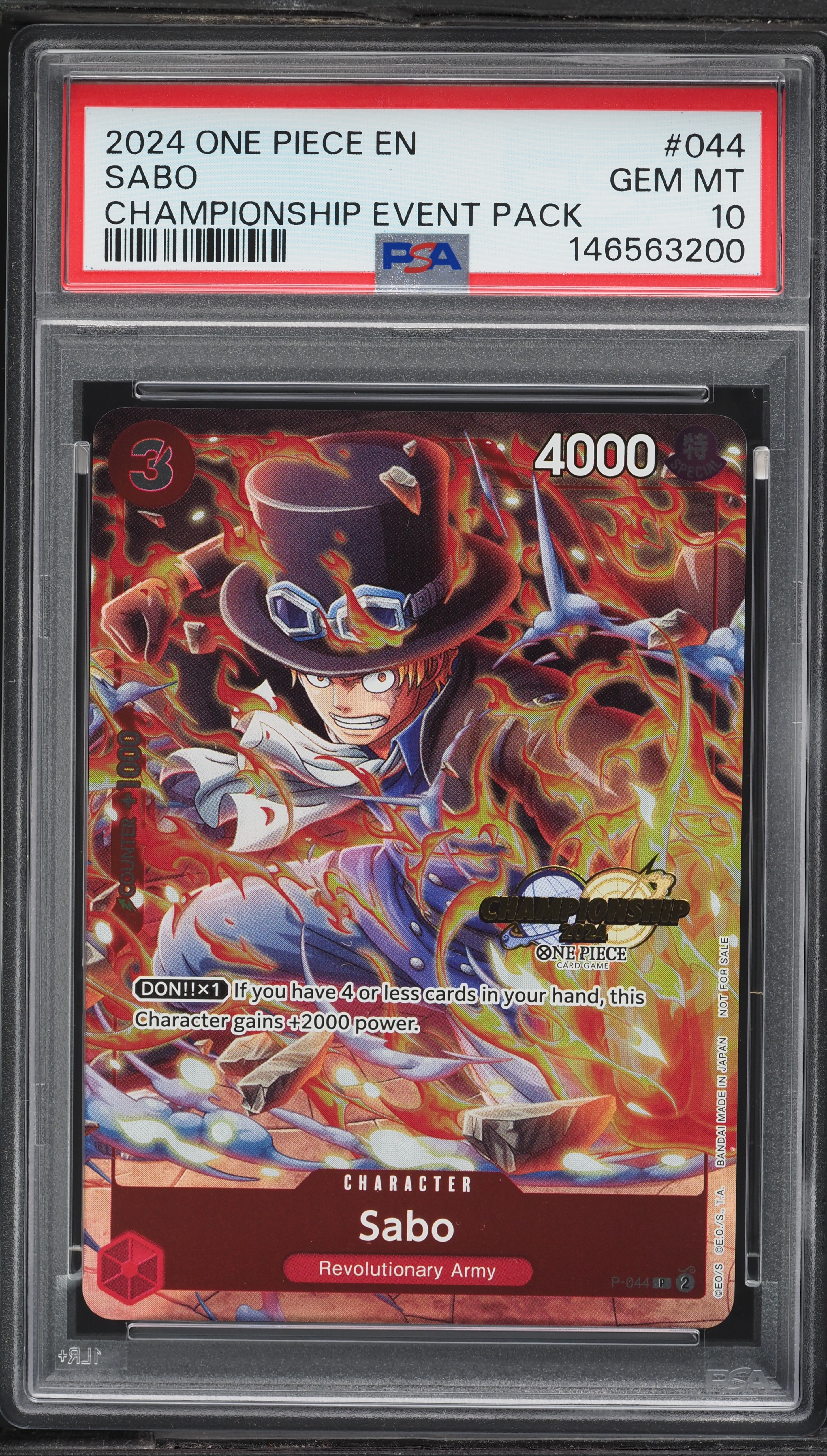 2024 One Piece Championship Event Pack Sabo #P-044 PSA 10 GEM MINT